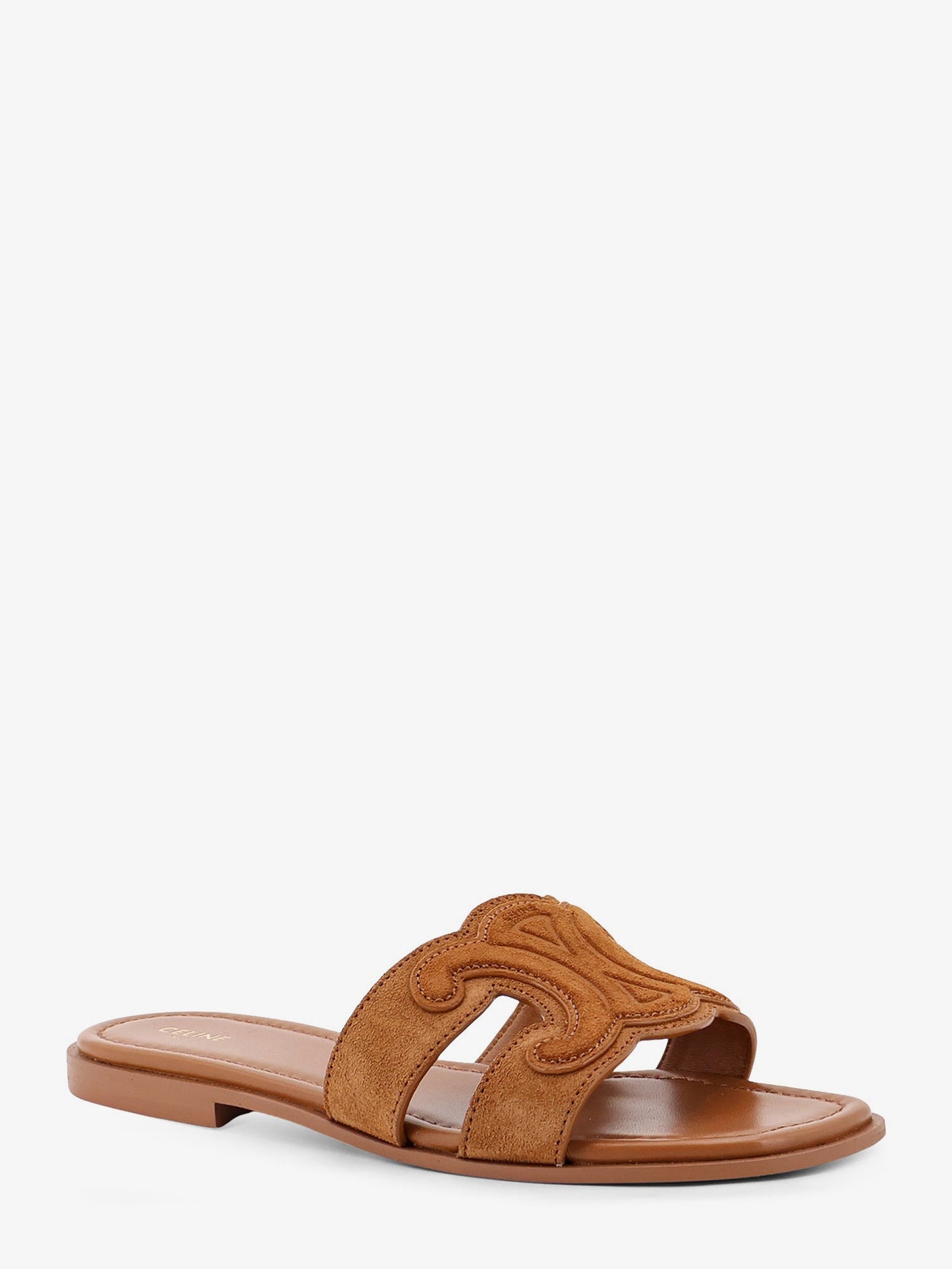 Celine Women Marina Suede Sandals With Triomphe Logo CELINE
