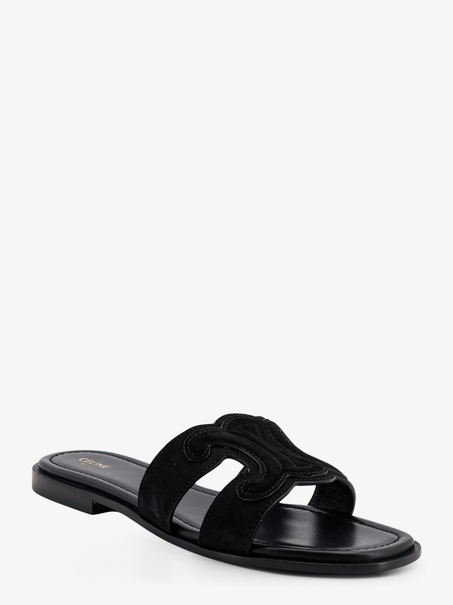 Celine Women Marina Suede Sandals With Triomphe Logo CELINE