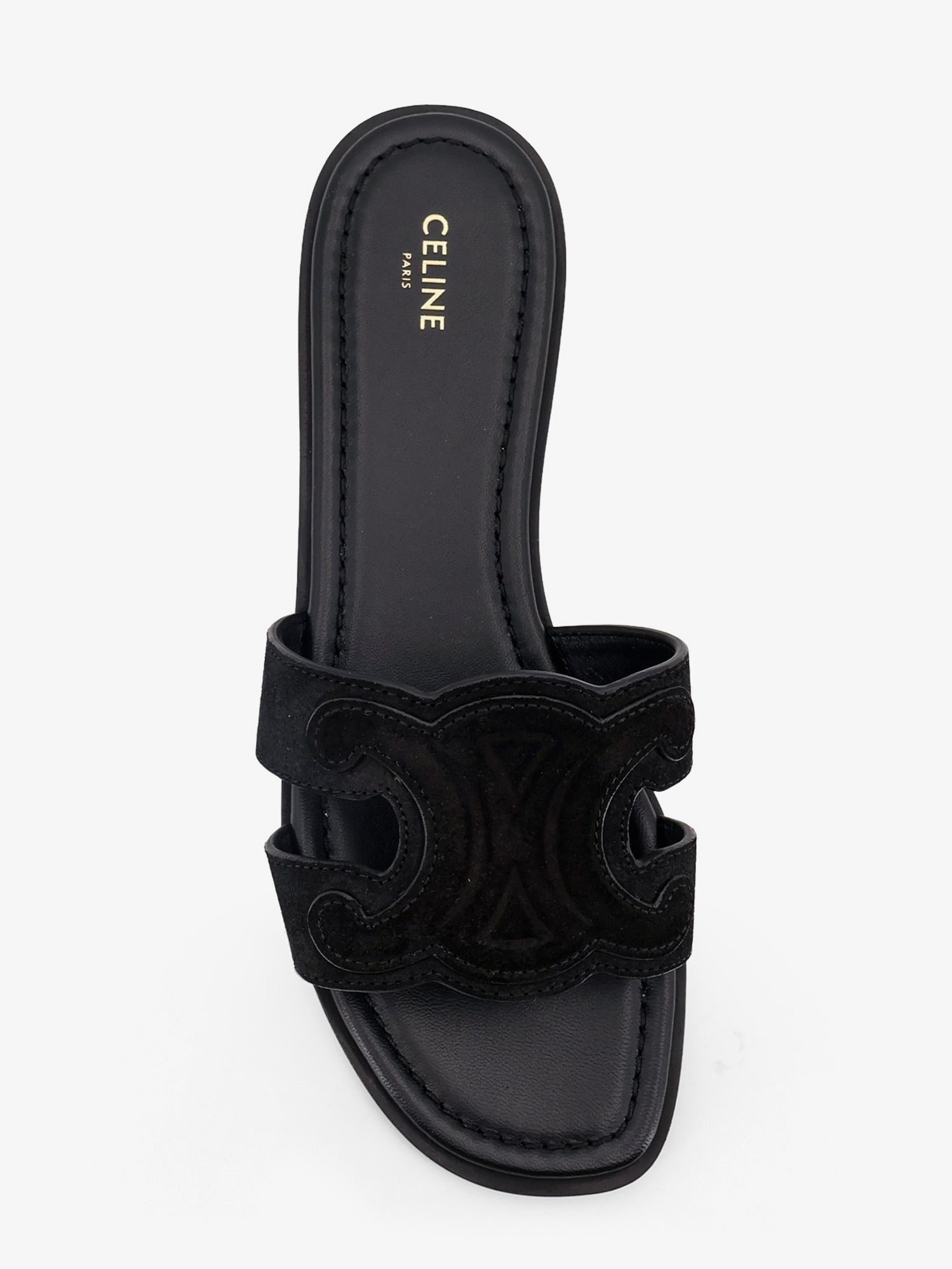 Celine Women Marina Suede Sandals With Triomphe Logo CELINE