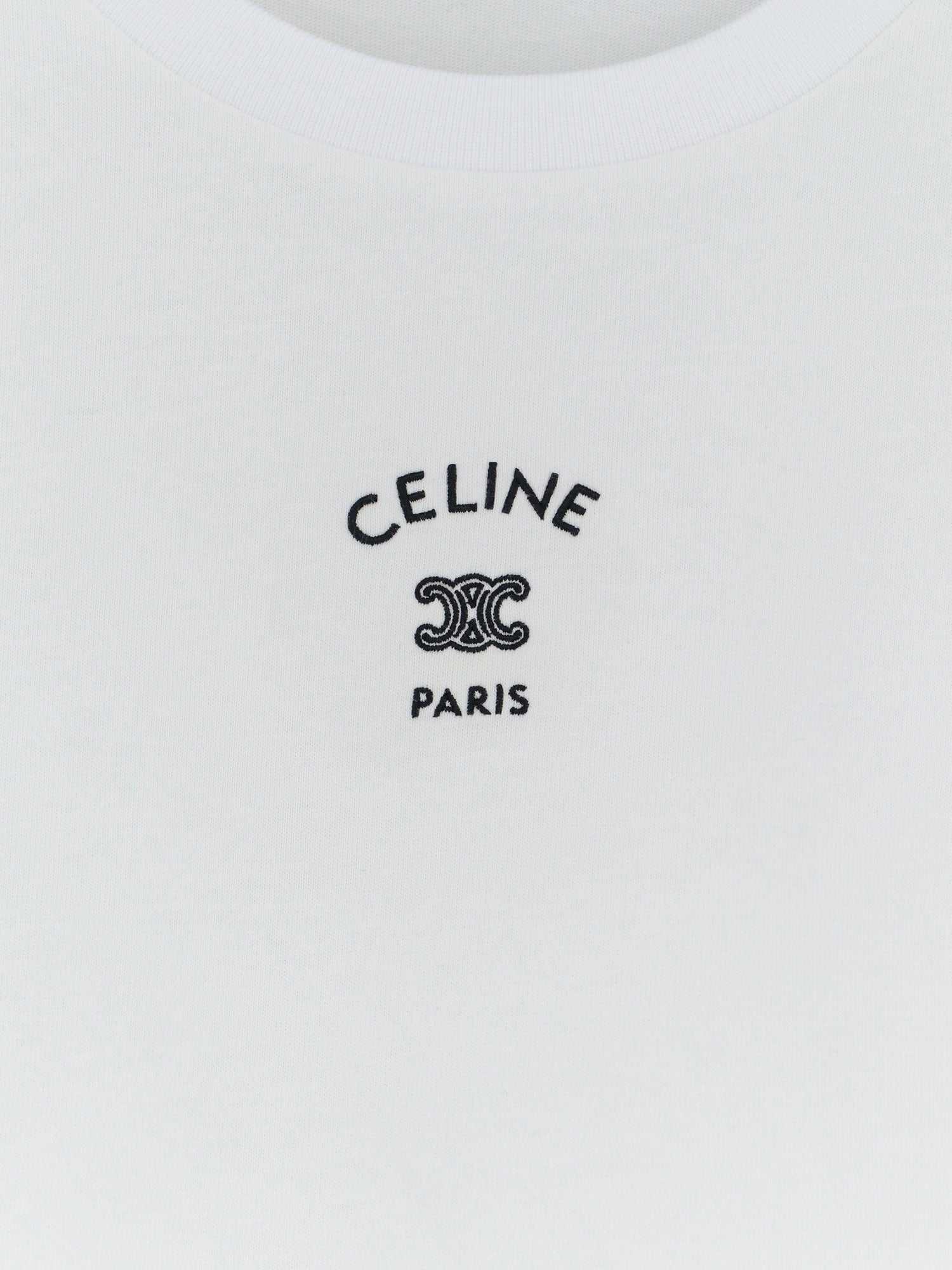 Celine Women Cotton Blend T-Shirt With Front Logo Print CELINE