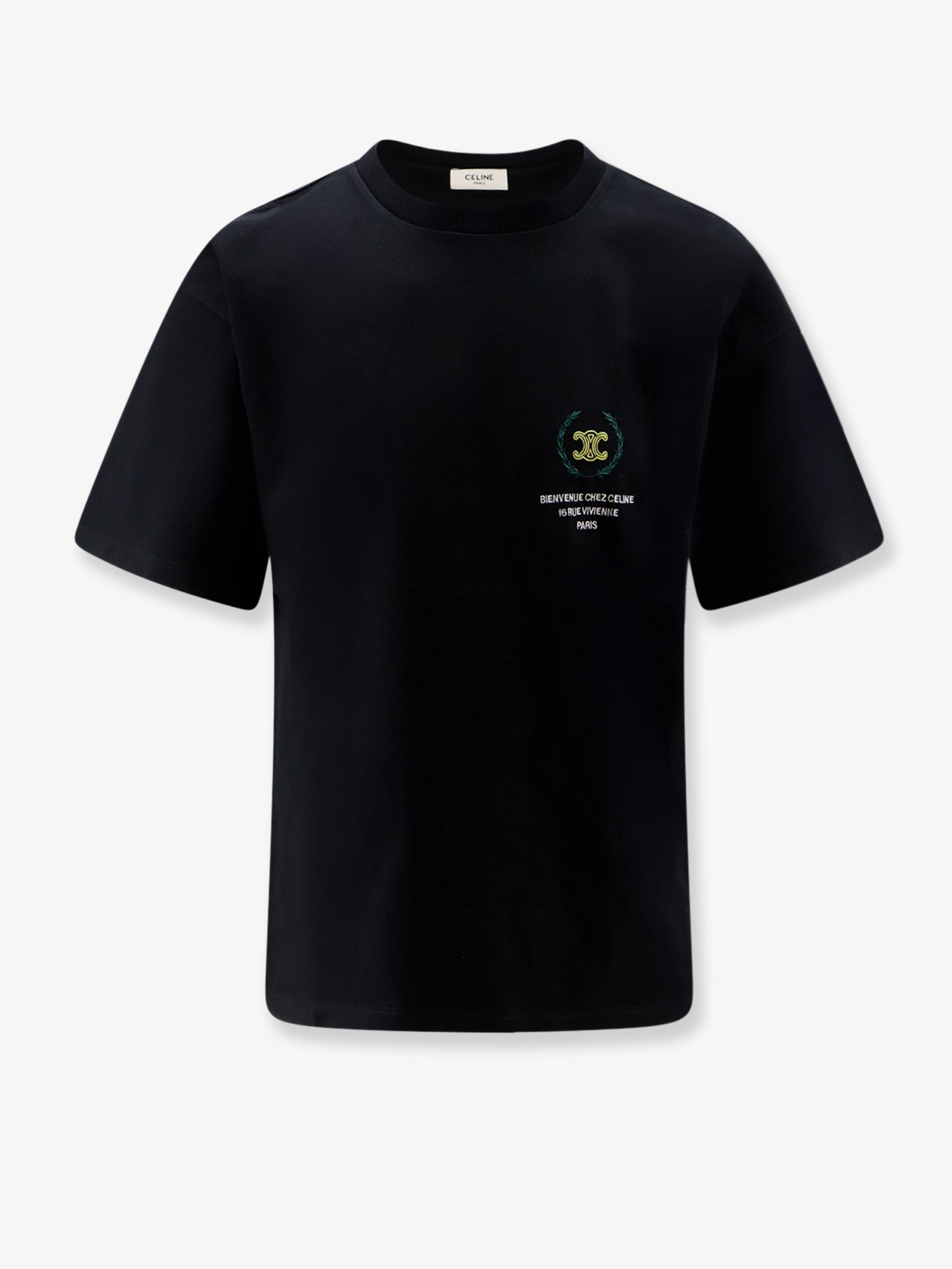 Celine Men Cotton T-Shirt With Iconic Embroidery CELINE