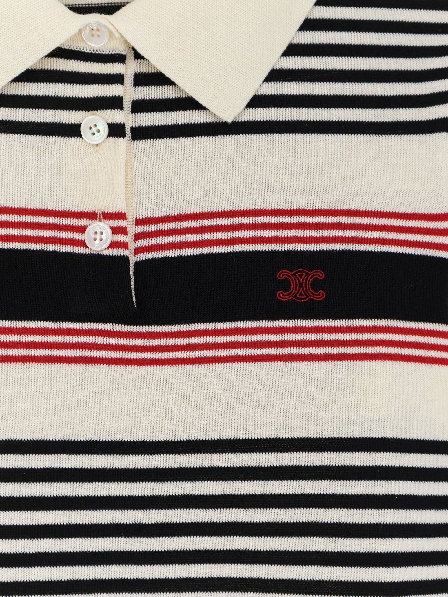 Celine Women Striped Cotton Polo Sweater CELINE