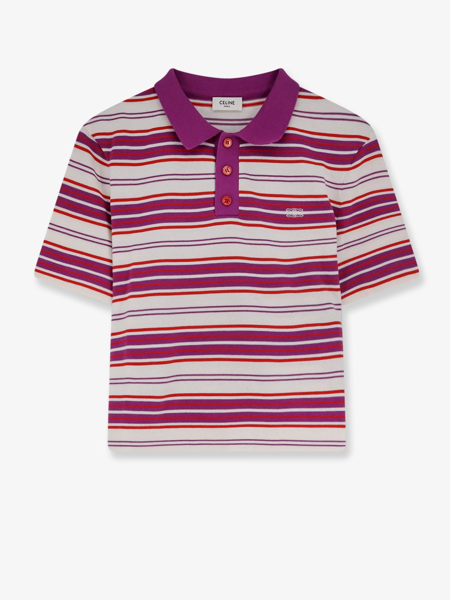 Celine Women Cotton Polo Shirt With Striped Pattern CELINE