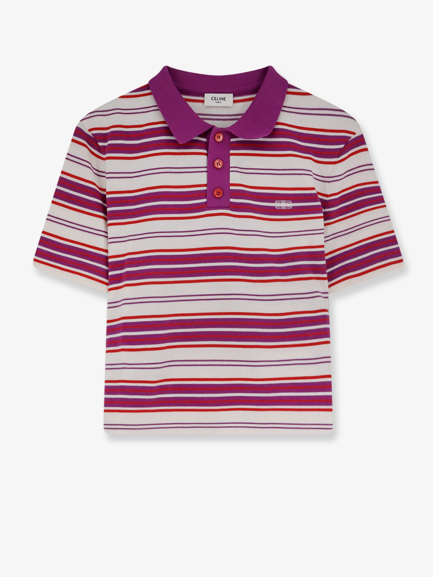 Celine Women Cotton Polo Shirt With Striped Pattern CELINE