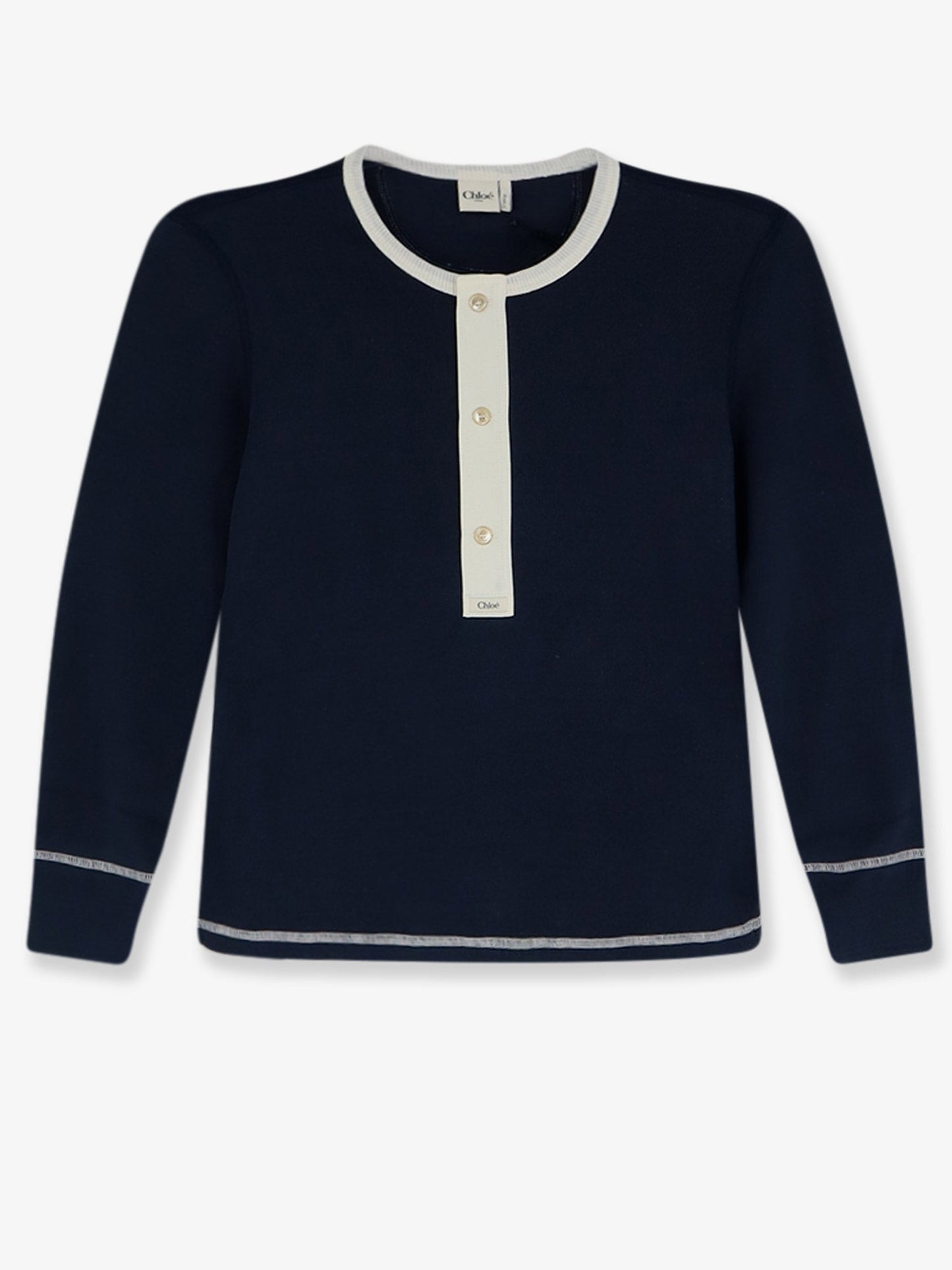 Chloe' Women Cotton Sweater With Contrasting Inserts CHLOE