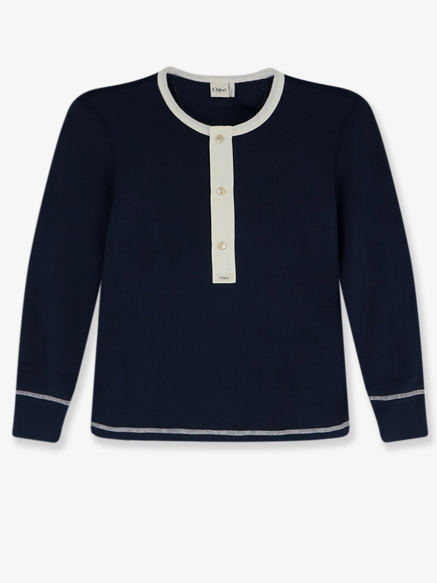 Chloe' Women Cotton Sweater With Contrasting Inserts CHLOE