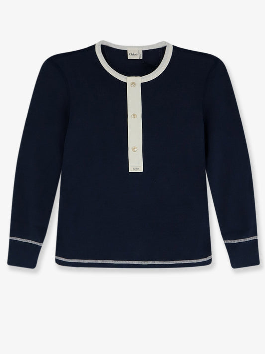 Chloe' Women Cotton Sweater With Contrasting Inserts CHLOE