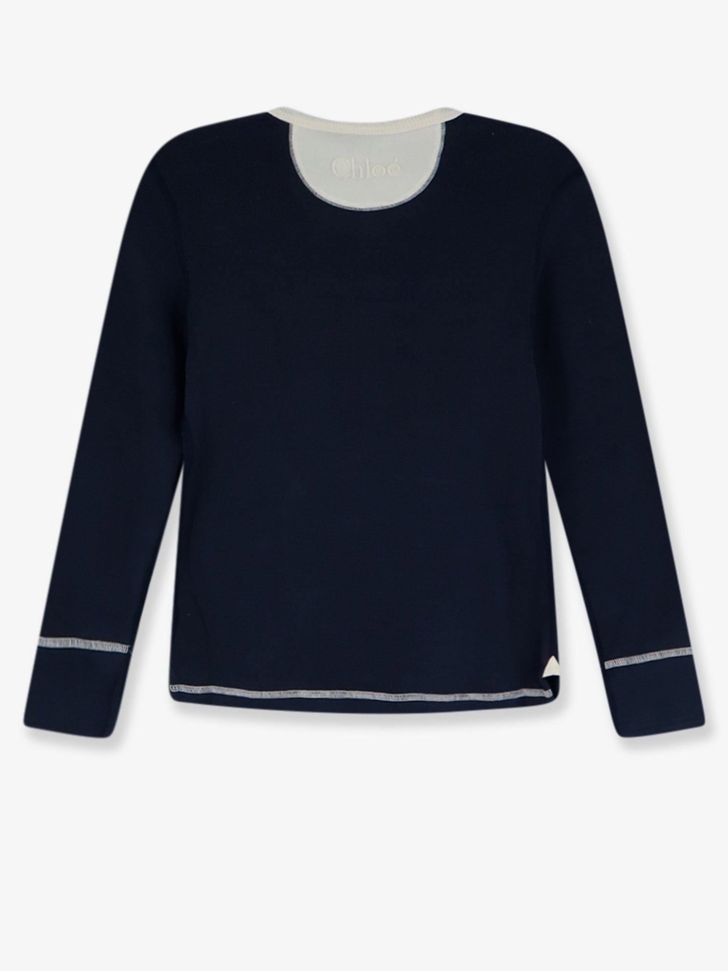 Chloe' Women Cotton Sweater With Contrasting Inserts CHLOE