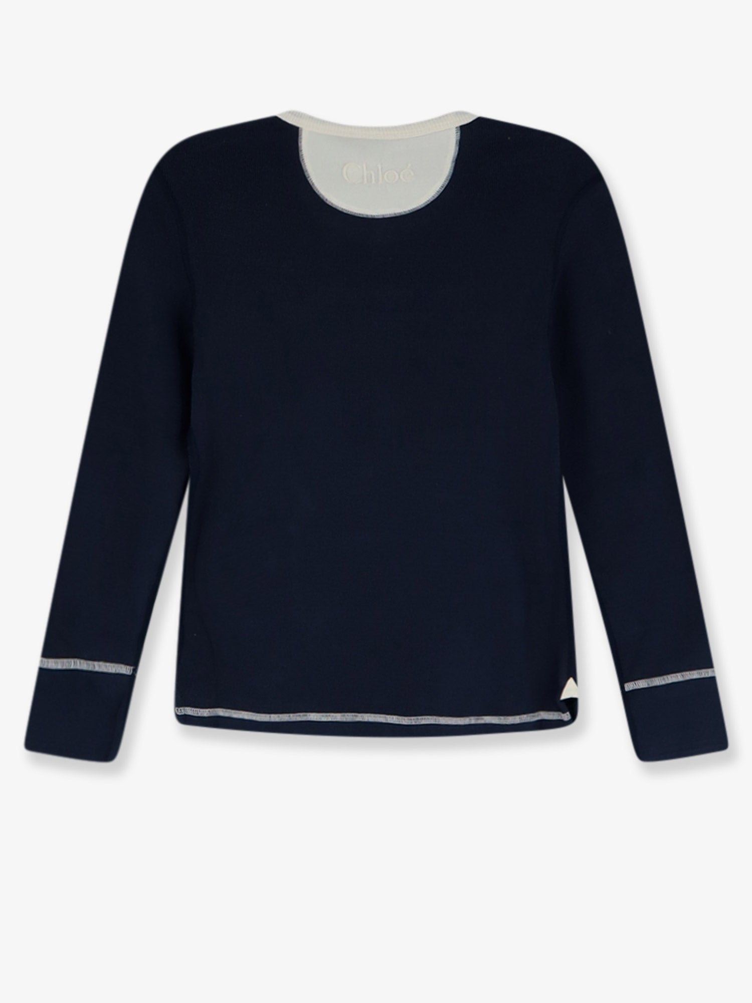 Chloe' Women Cotton Sweater With Contrasting Inserts CHLOE