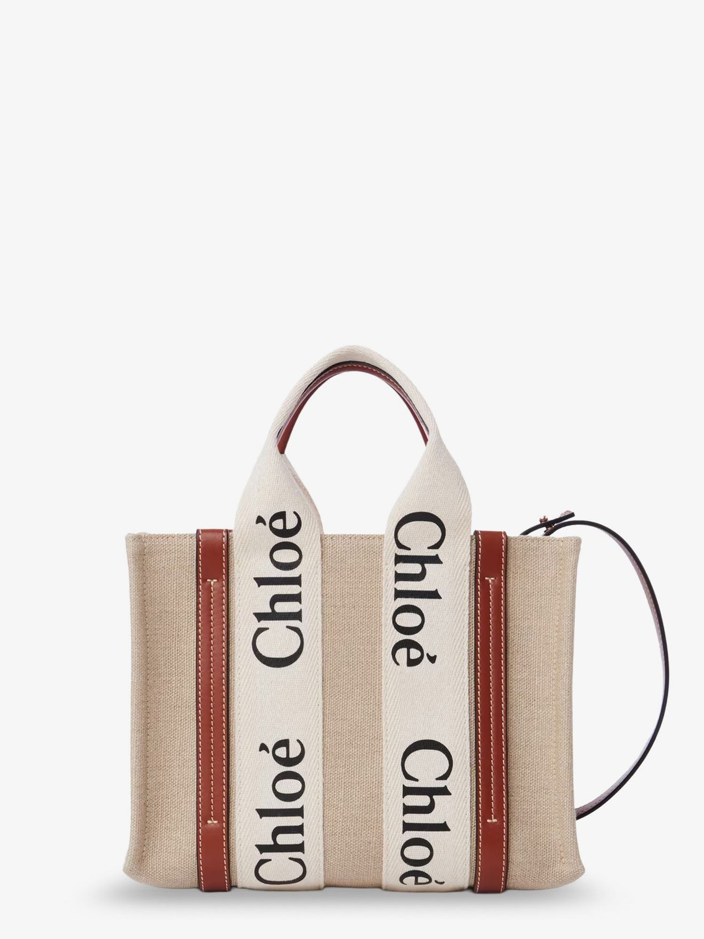 Chloe' Women Woody Linen And Leather Tote Bag CHLOE
