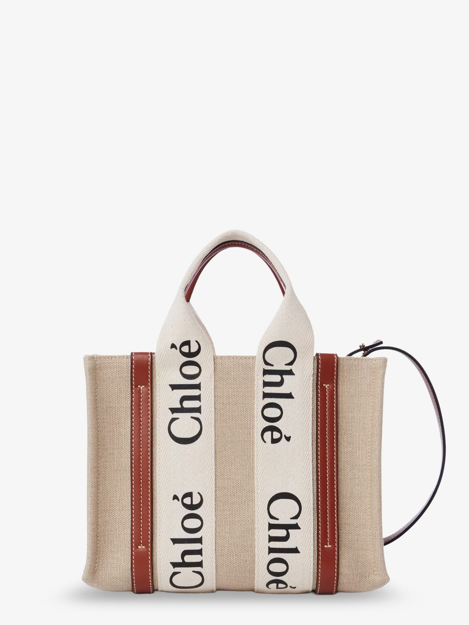 Chloe' Women Woody Linen And Leather Tote Bag CHLOE
