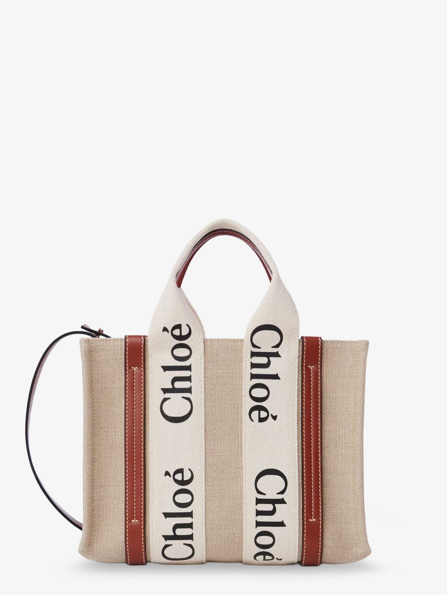 Chloe' Women Woody Linen And Leather Tote Bag CHLOE