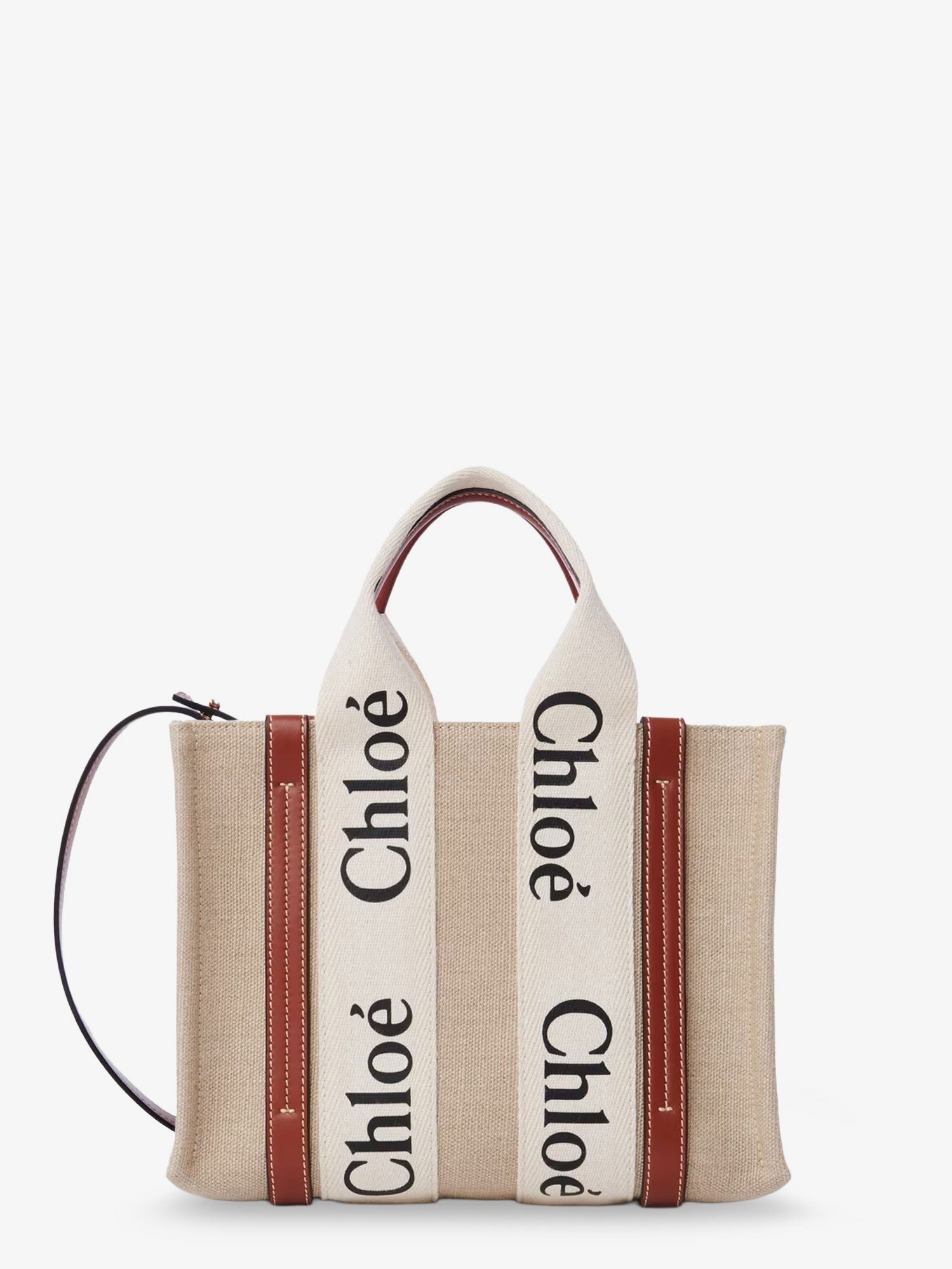 Chloe' Women Woody Linen And Leather Tote Bag CHLOE
