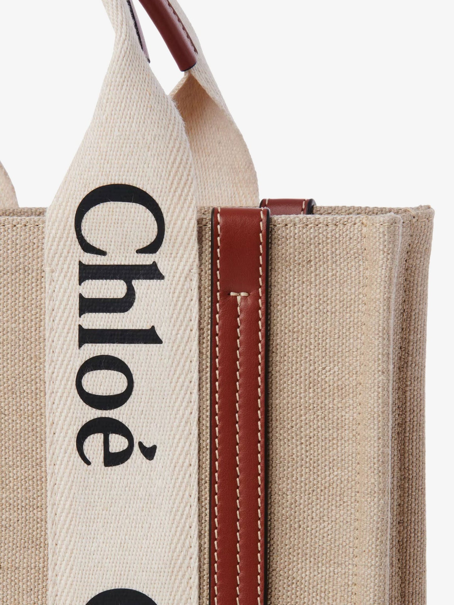 Chloe' Women Woody Linen And Leather Tote Bag CHLOE