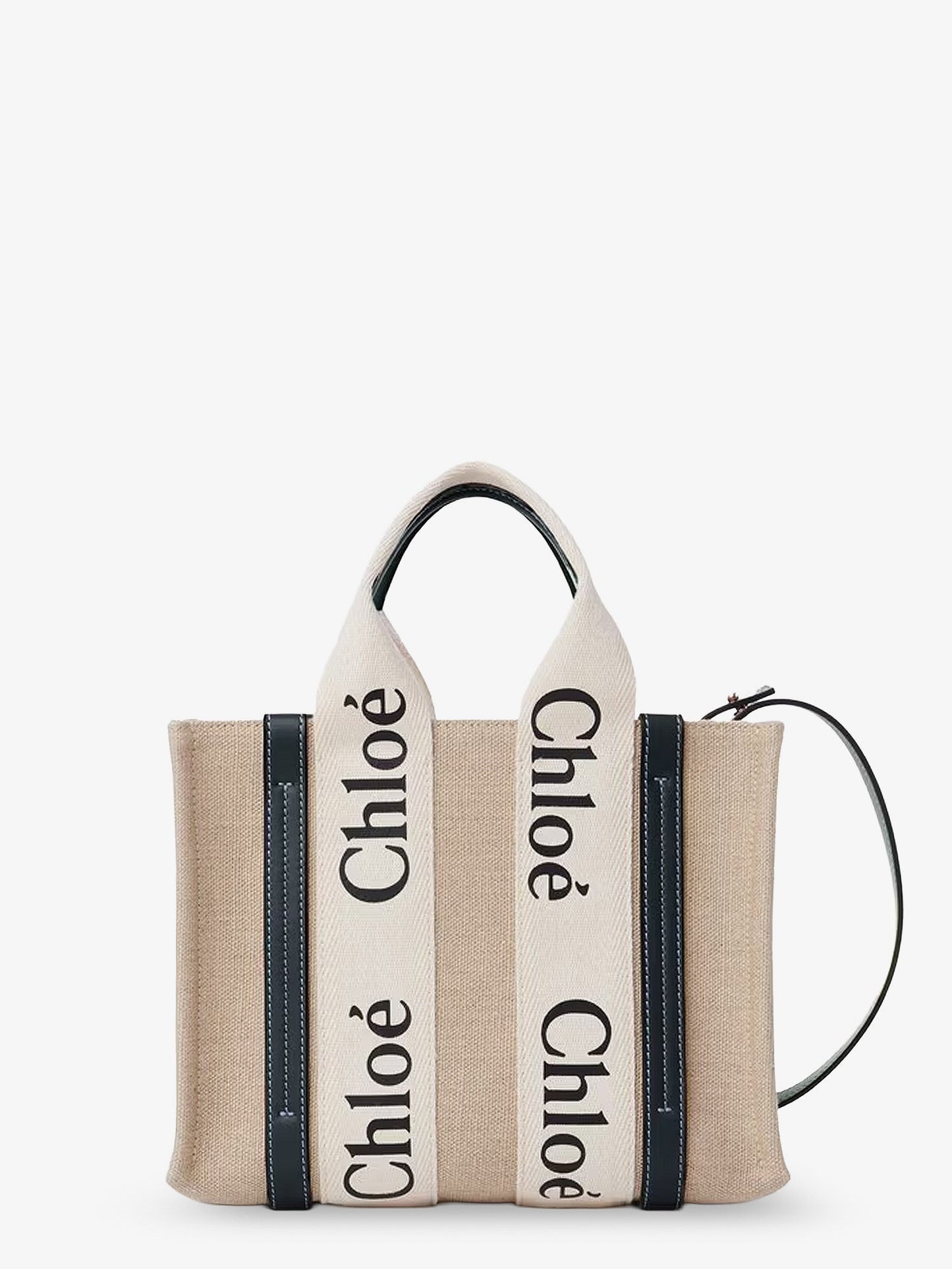 Chloe' Women Woody Linen Canvas And Leather Crossbody Bag CHLOE