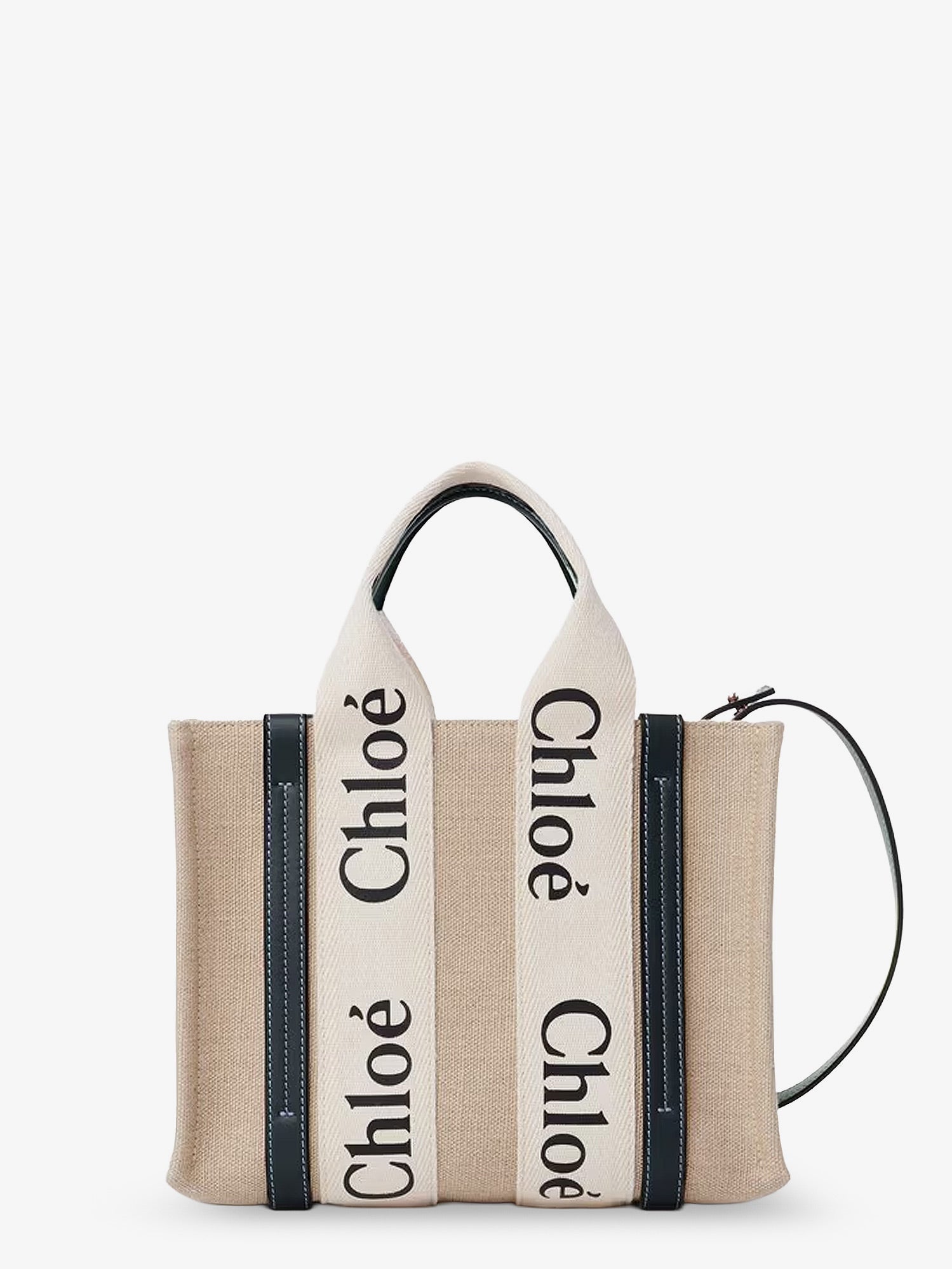 Chloe' Women Woody Linen Canvas And Leather Crossbody Bag CHLOE