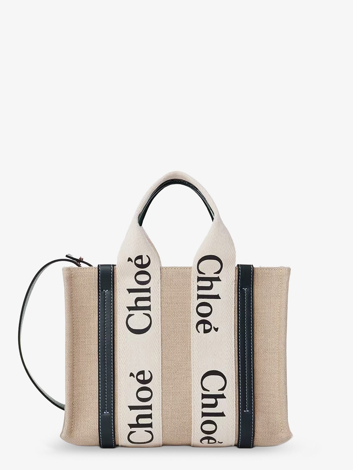 Chloe' Women Woody Linen Canvas And Leather Crossbody Bag CHLOE