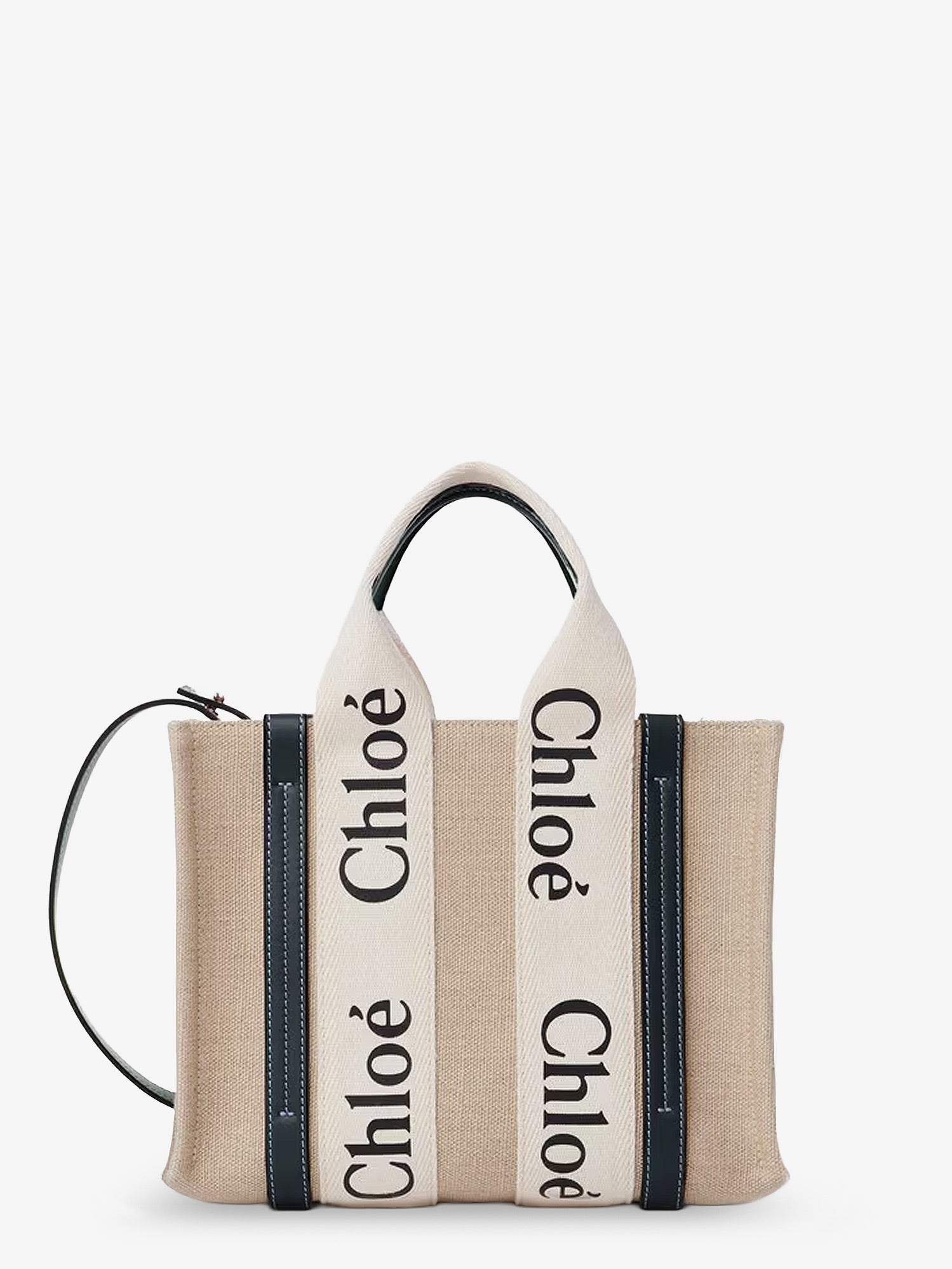 Chloe' Women Woody Linen Canvas And Leather Crossbody Bag CHLOE