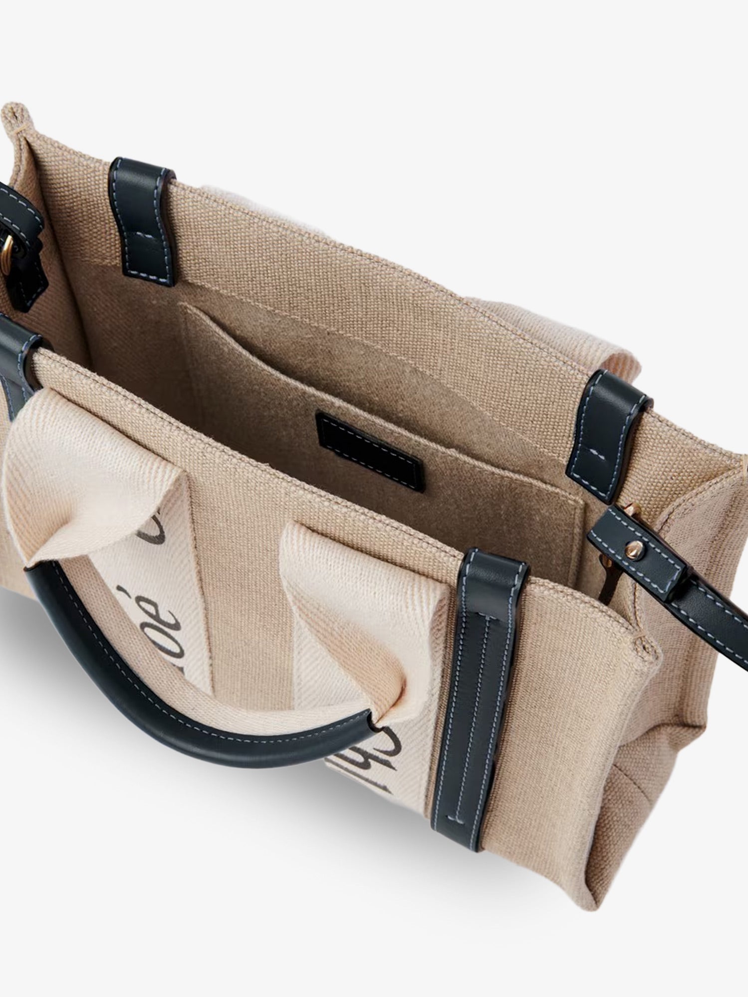 Chloe' Women Woody Linen Canvas And Leather Crossbody Bag CHLOE