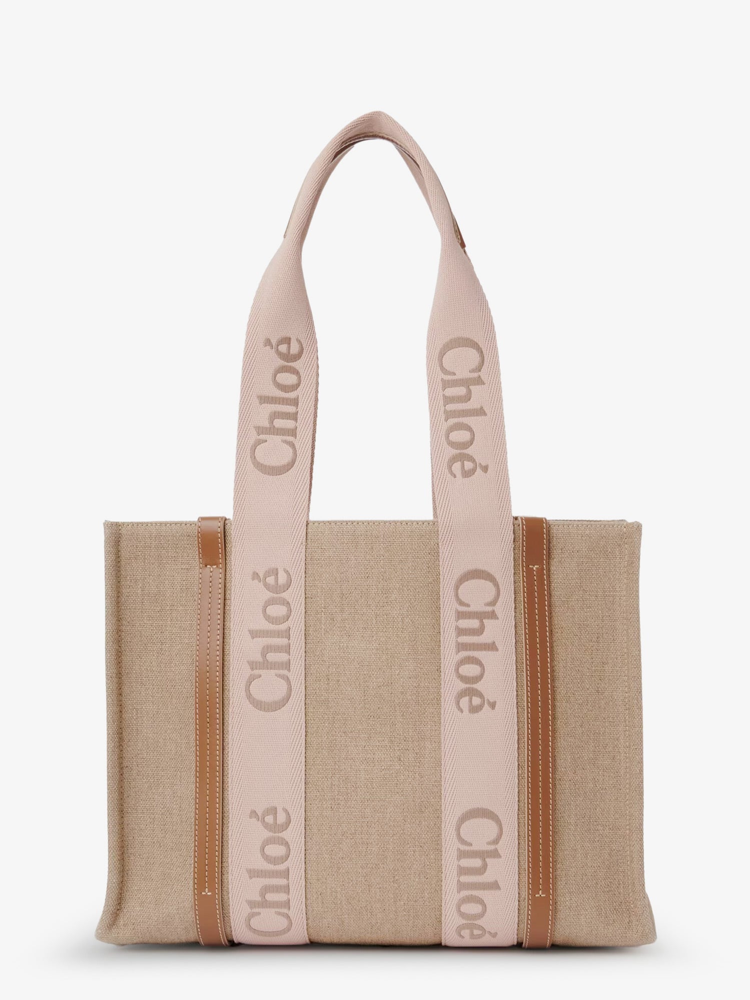 Chloe' Women Woody Linen Shoulder Bag With Front Embroidered Logo CHLOE