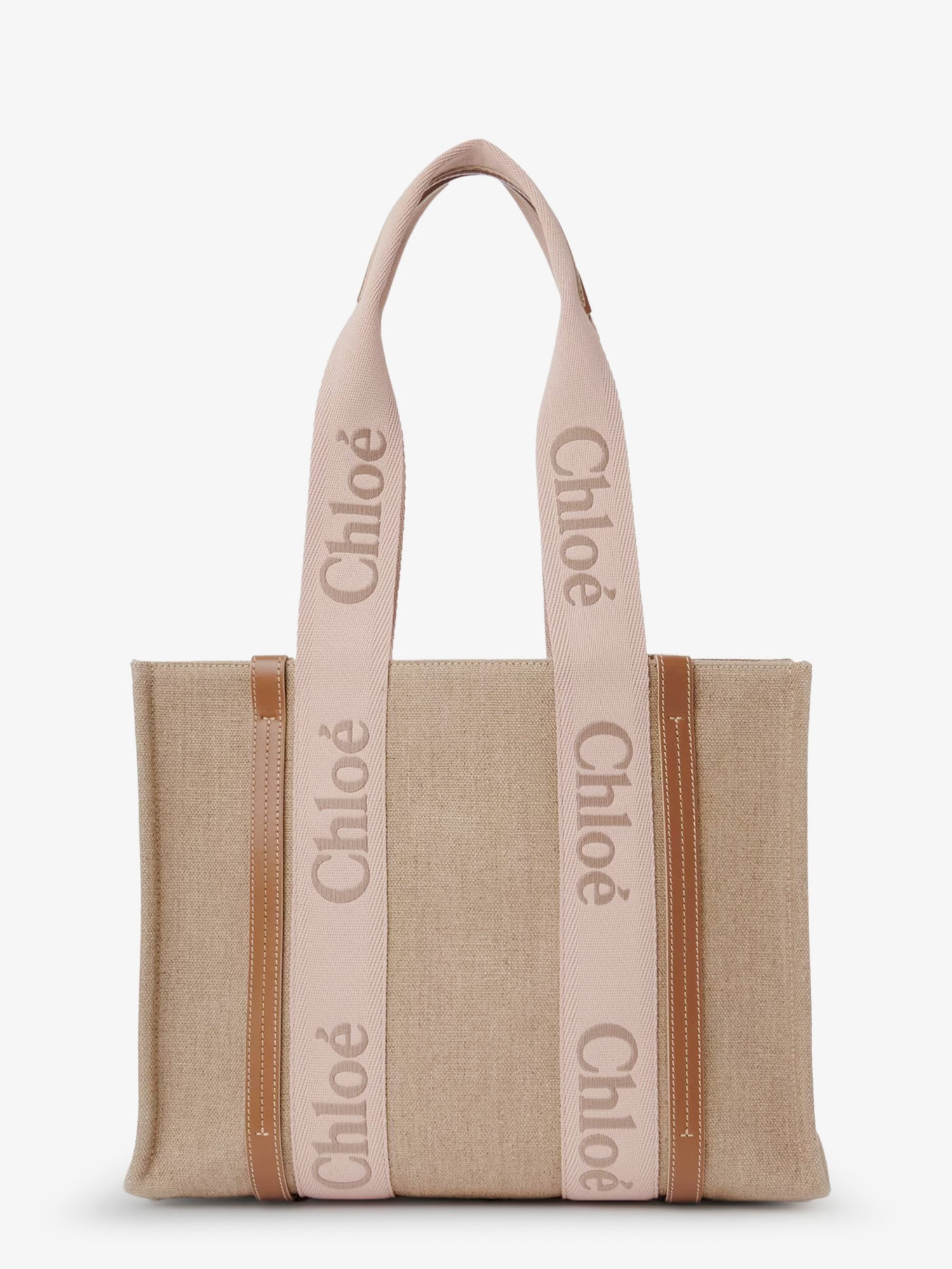 Chloe' Women Woody Linen Shoulder Bag With Front Embroidered Logo CHLOE