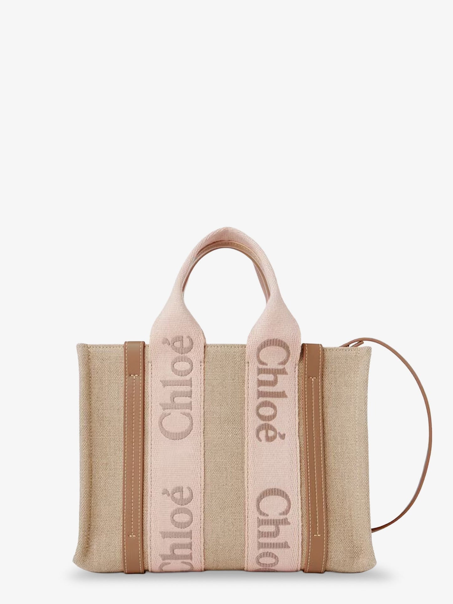 Chloe' Women Woody Linen Canvas And Leather Crossbody Bag CHLOE