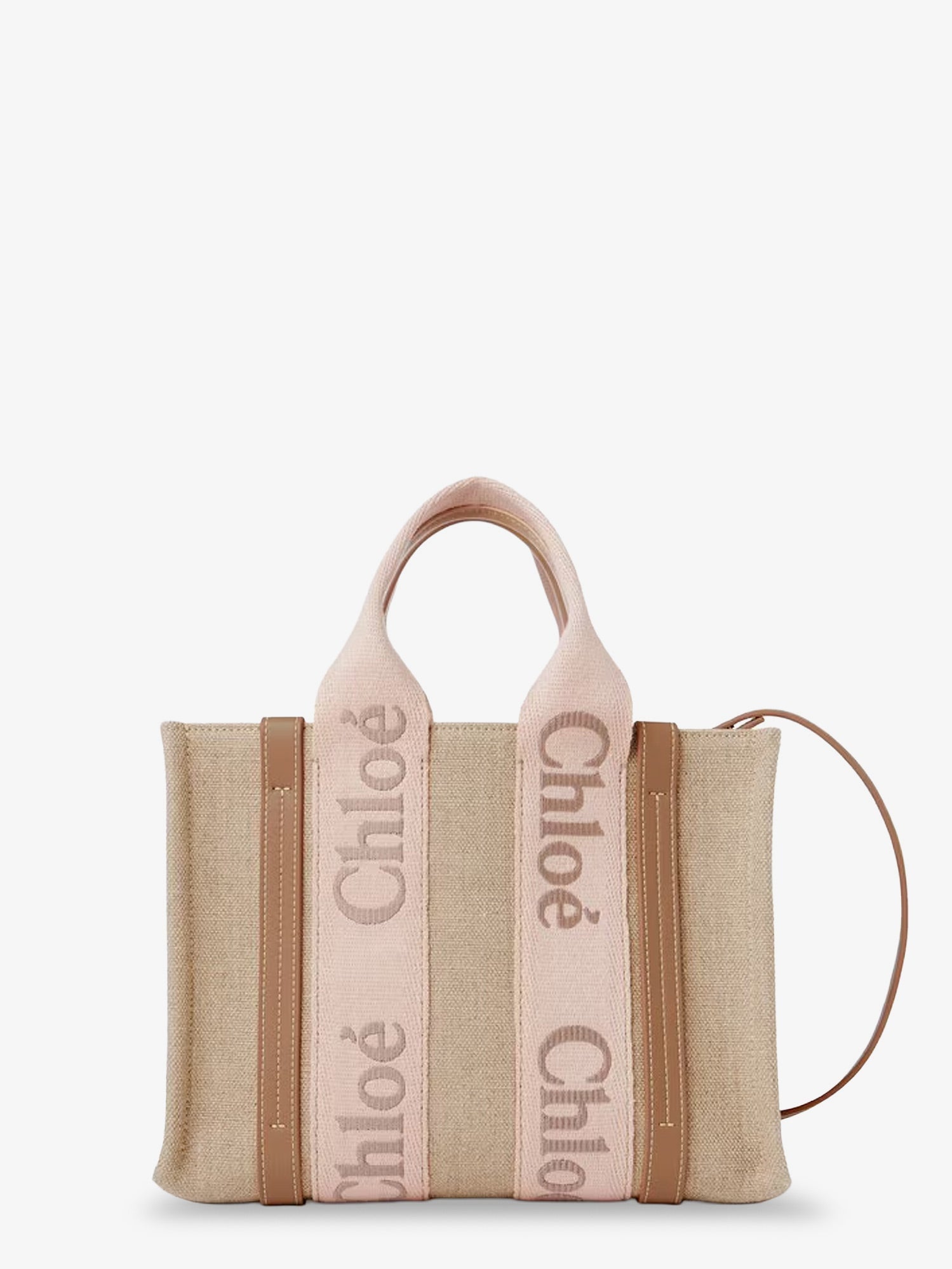 Chloe' Women Woody Linen Canvas And Leather Crossbody Bag CHLOE