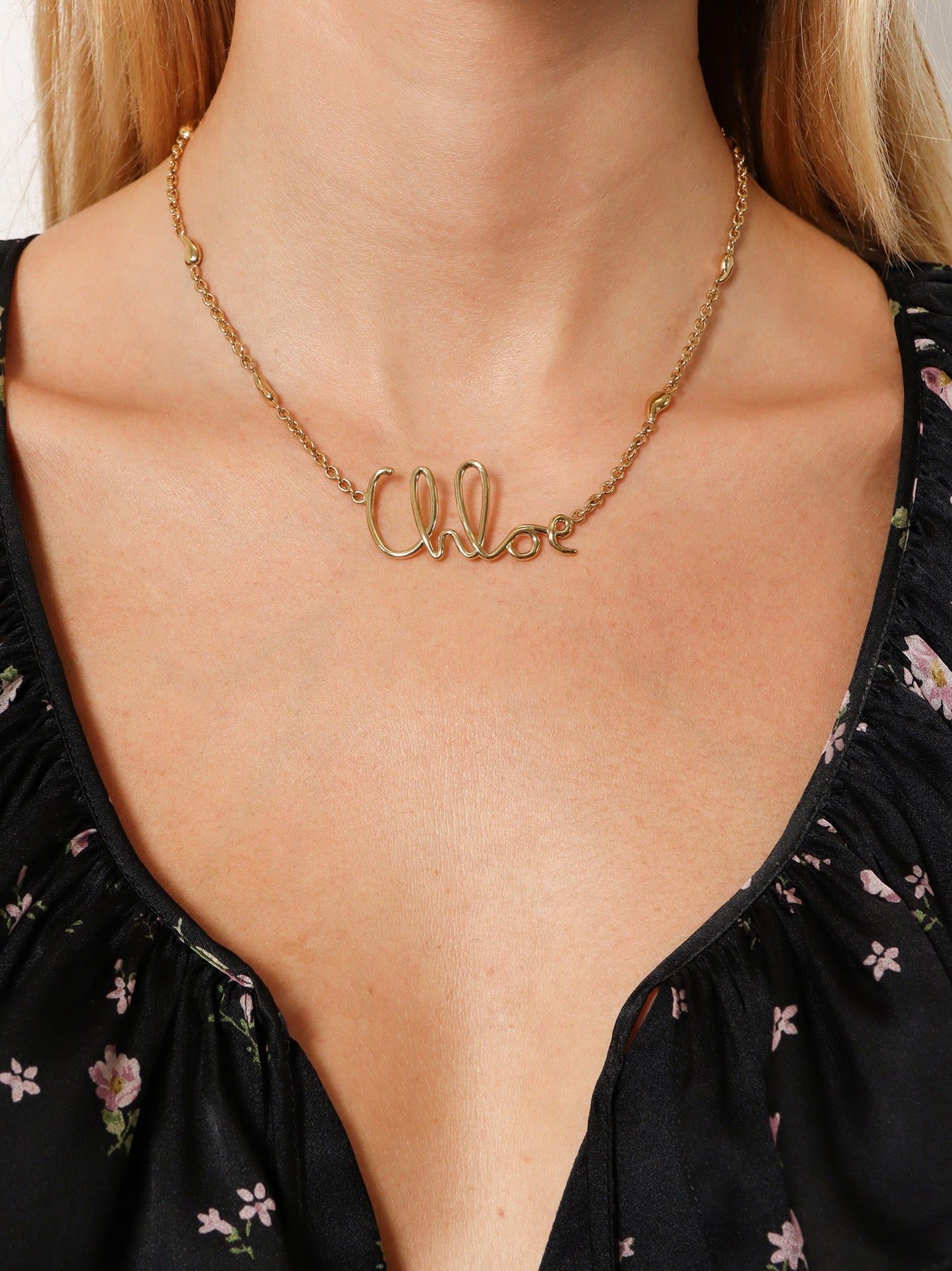 Chloe' Women Brass Necklace With Lettering Logo CHLOE