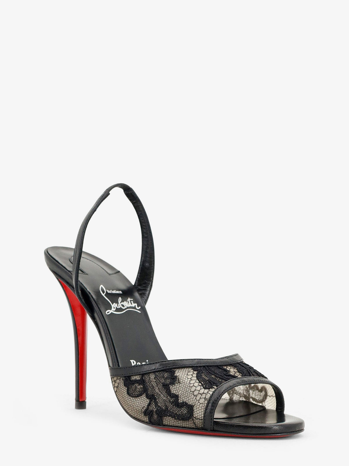 Christian Louboutin Women Miss Z Lace Sling Sandals In Mesh And Leather CHRISTIAN LOUBOUTIN