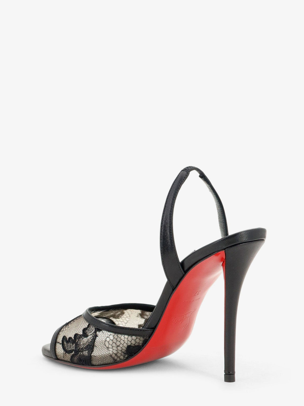 Christian Louboutin Women Miss Z Lace Sling Sandals In Mesh And Leather CHRISTIAN LOUBOUTIN