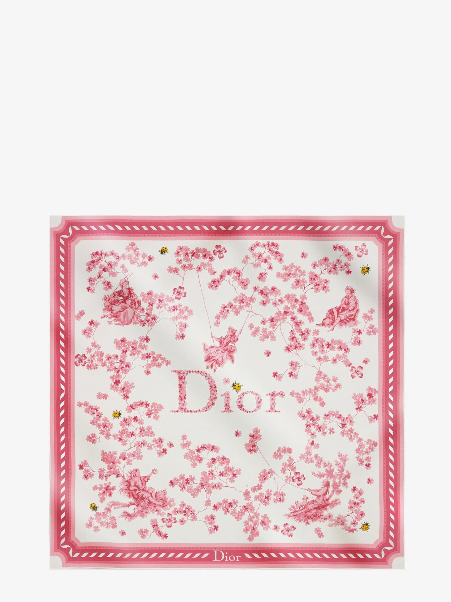Dior Women Silk Scarf With Toile De Jouy Clover 90 Pattern CHRISTIAN DIOR