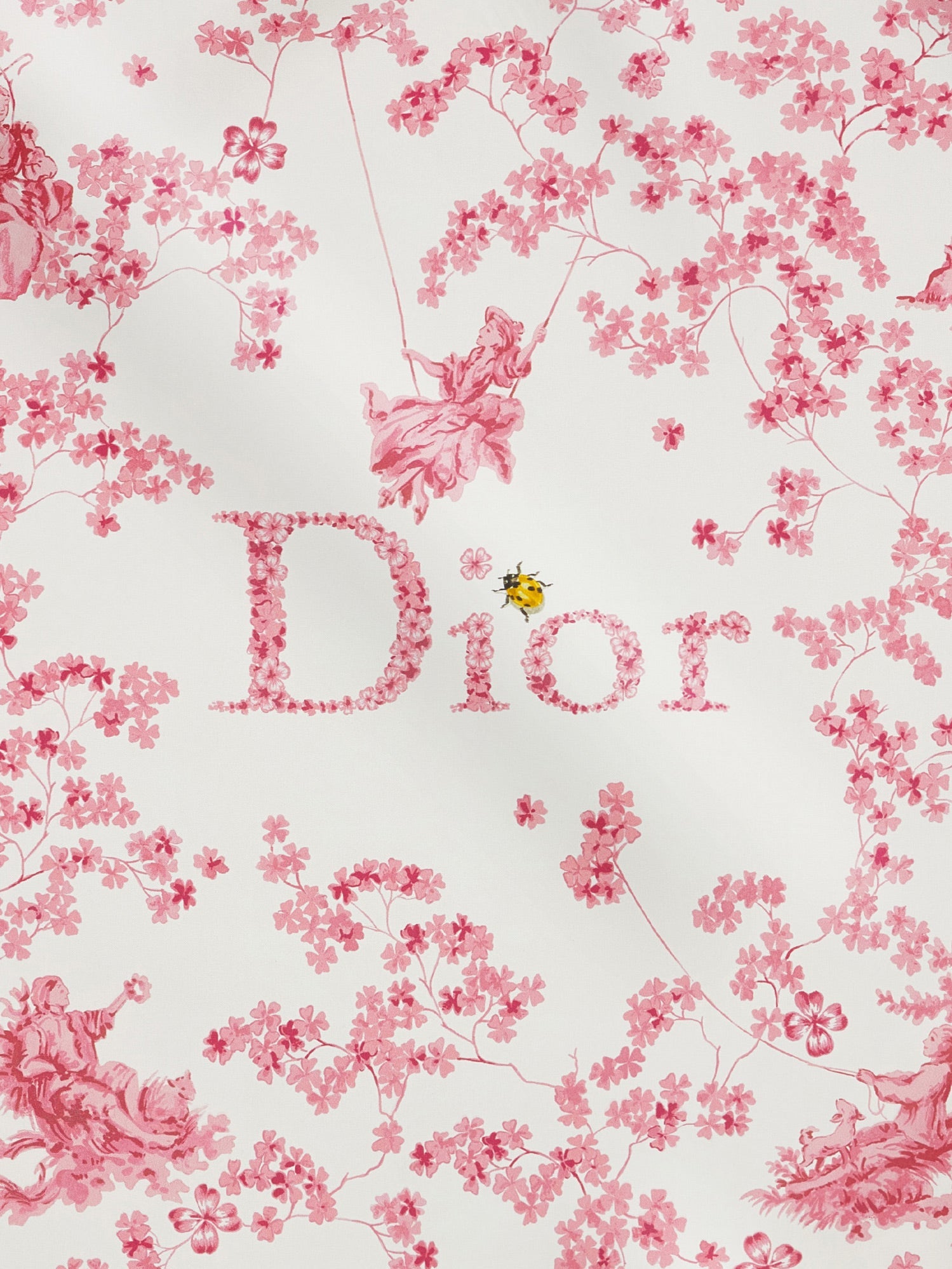 Dior Women Silk Scarf With Toile De Jouy Clover 90 Pattern CHRISTIAN DIOR