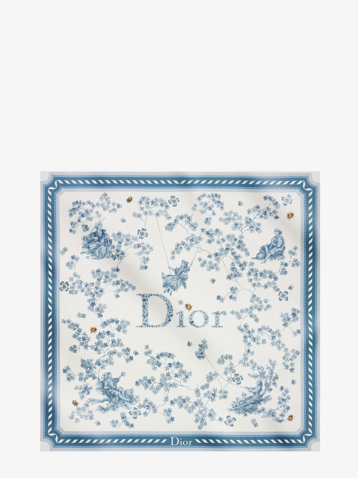 Dior Women Silk Scarf With Toile De Jouy Clover 90 Pattern CHRISTIAN DIOR