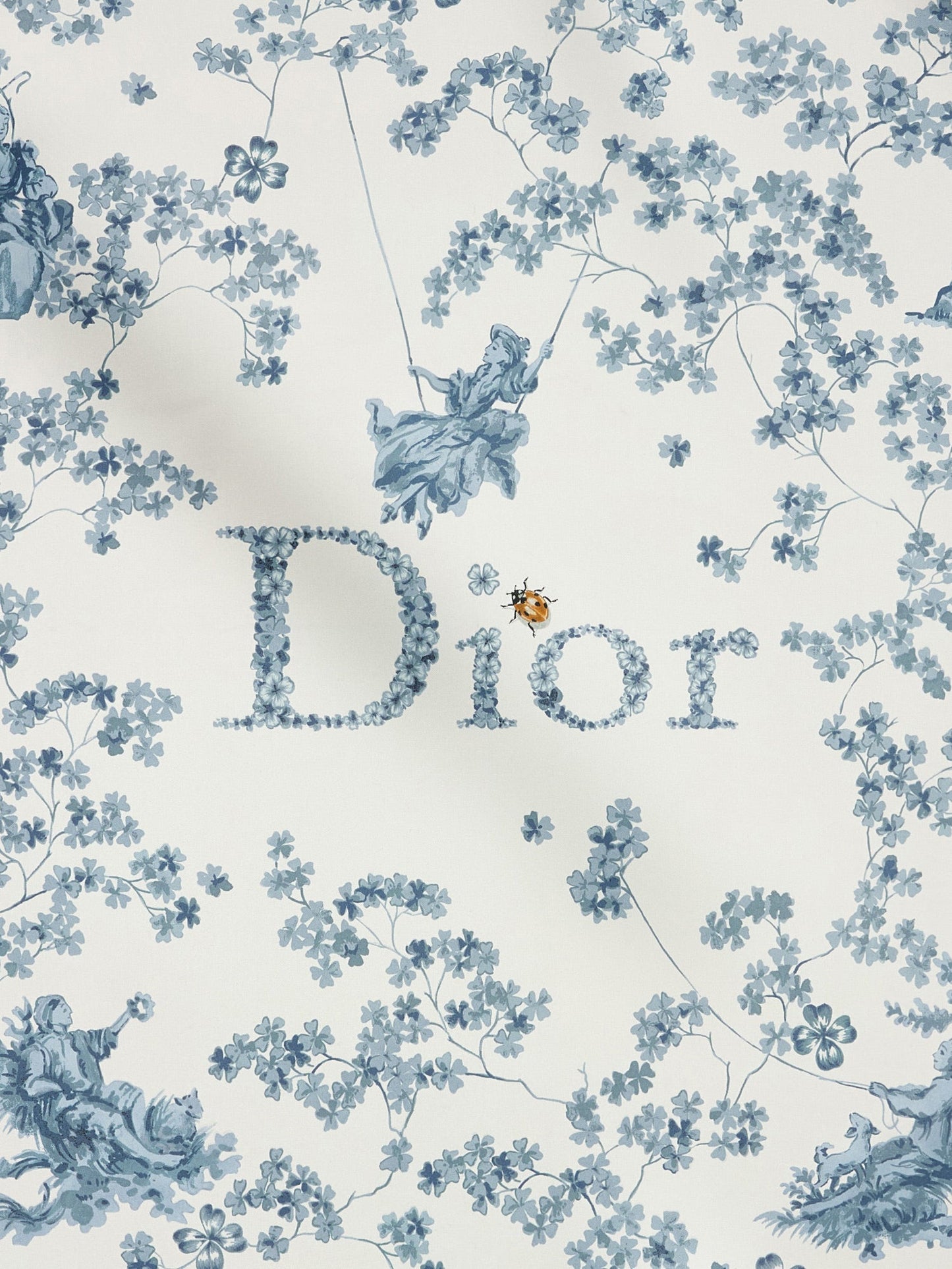 Dior Women Silk Scarf With Toile De Jouy Clover 90 Pattern CHRISTIAN DIOR