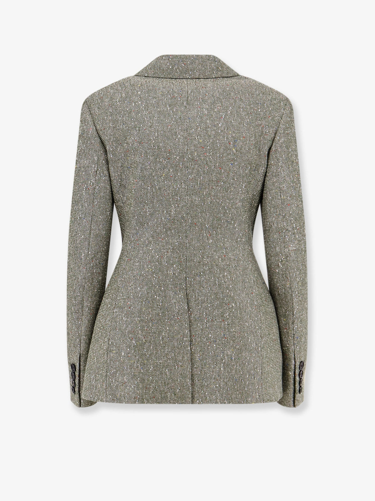 Dior Women Khaki Donegal Tweed Blazer With Multicolored Sequins Embroidery CHRISTIAN DIOR