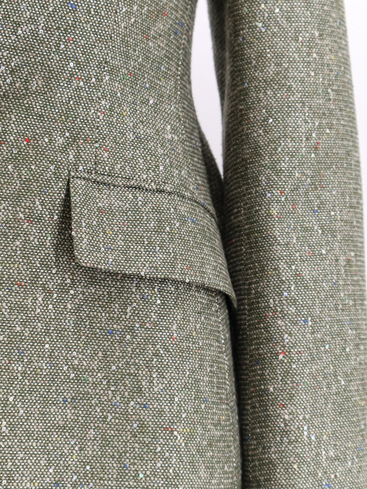 Dior Women Khaki Donegal Tweed Blazer With Multicolored Sequins Embroidery CHRISTIAN DIOR