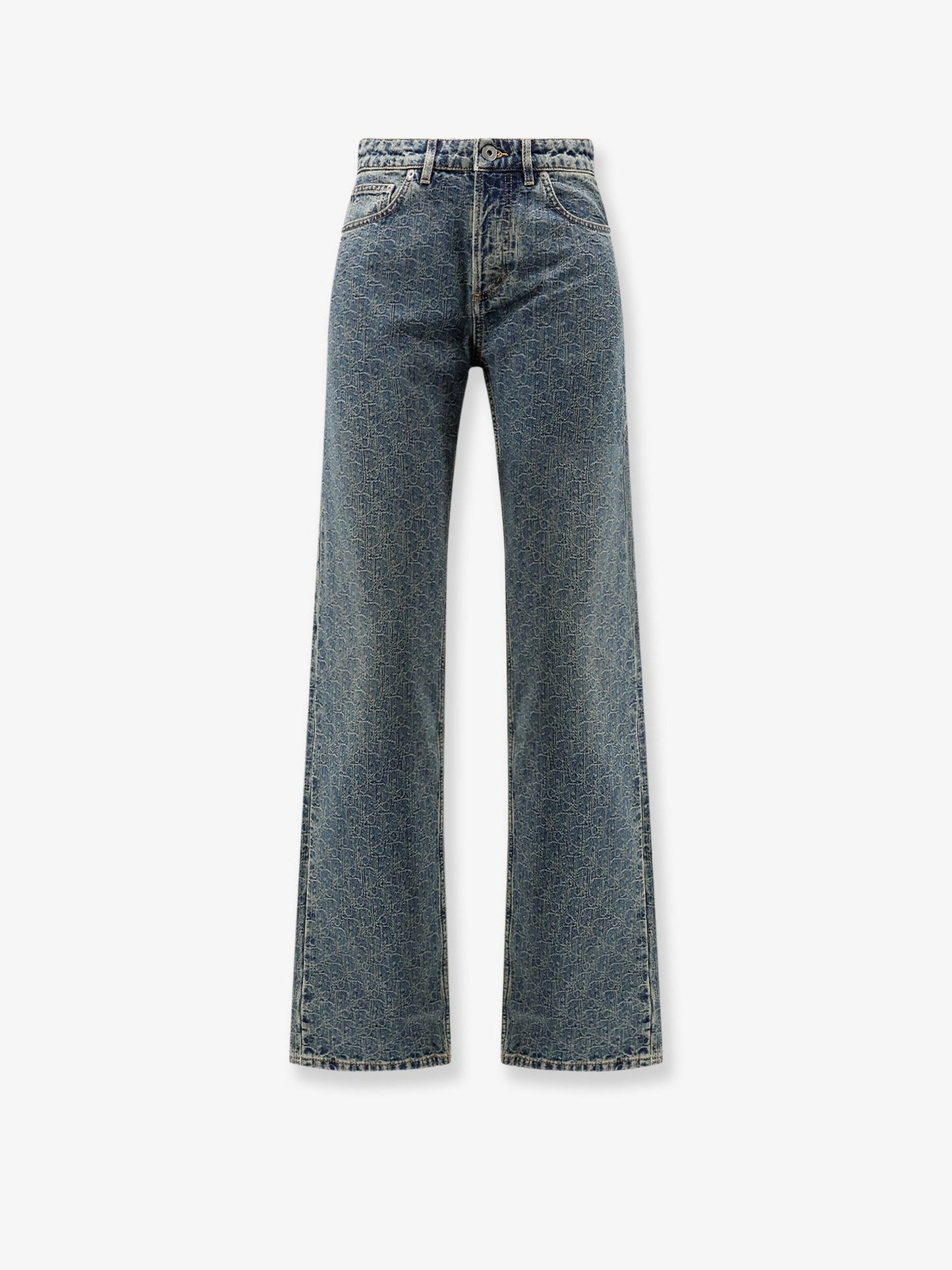 Dior Women Denim Blue Jeans With All-Over Dior Oblique Motif CHRISTIAN DIOR