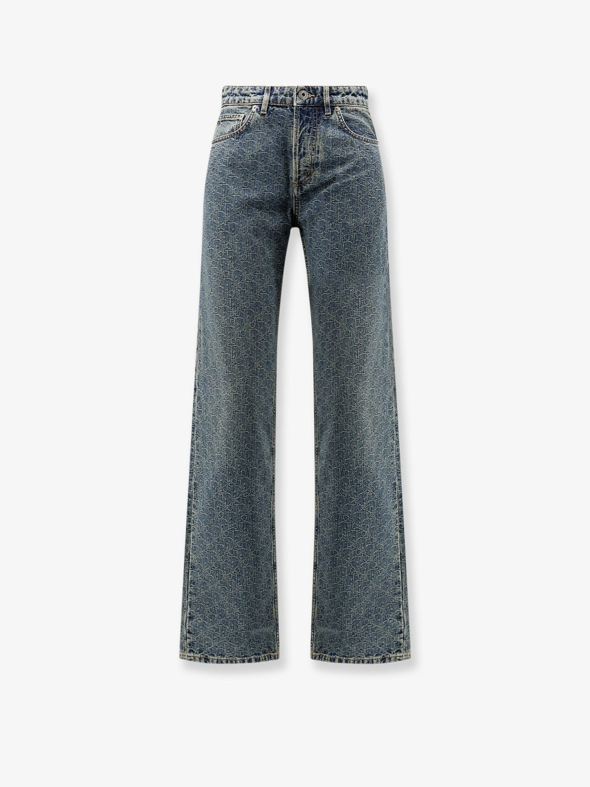 Dior Women Denim Blue Jeans With All-Over Dior Oblique Motif CHRISTIAN DIOR