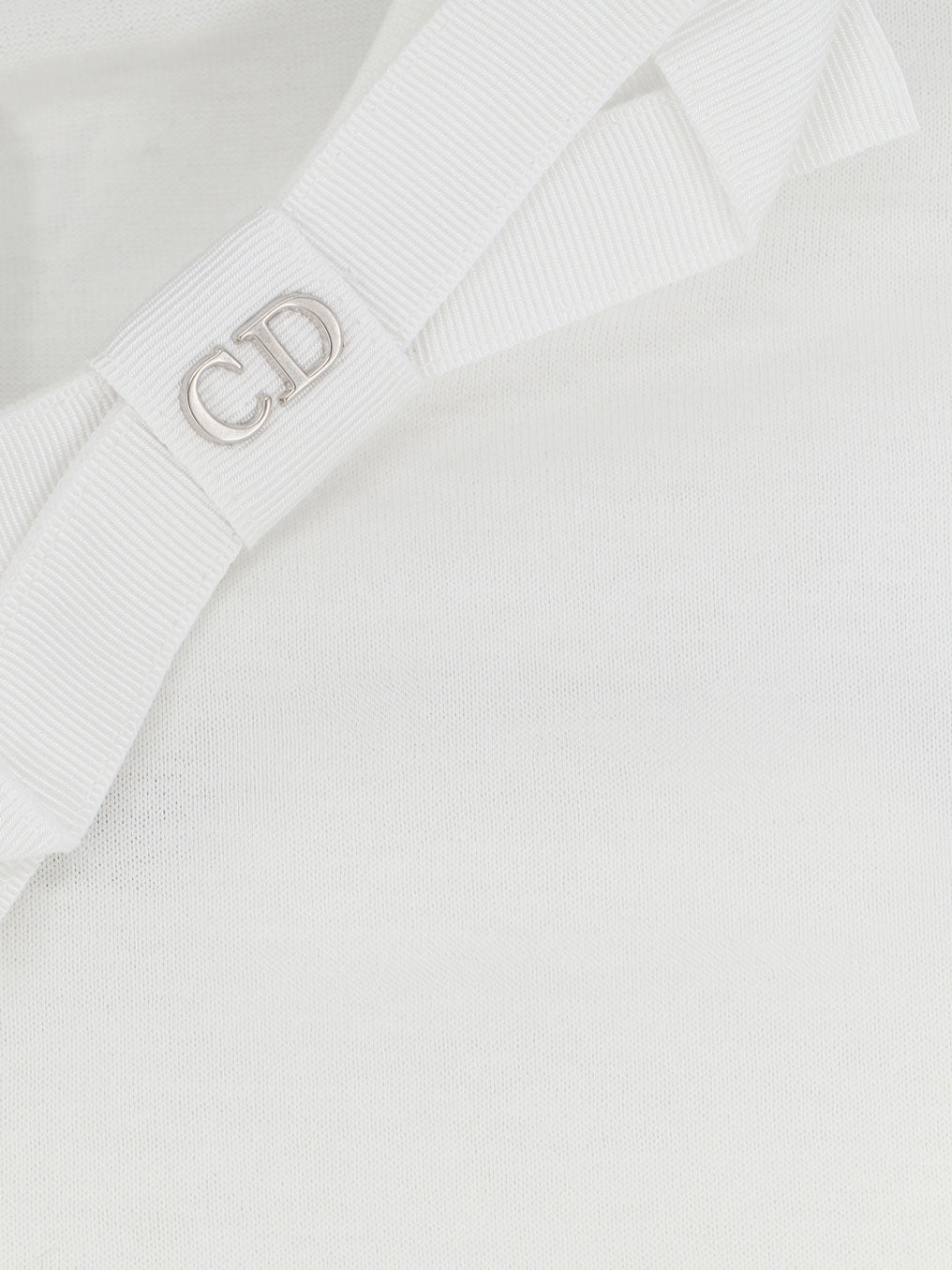 Dior Women Cotton T-Shirt With Grosgrain Bow Detail CHRISTIAN DIOR
