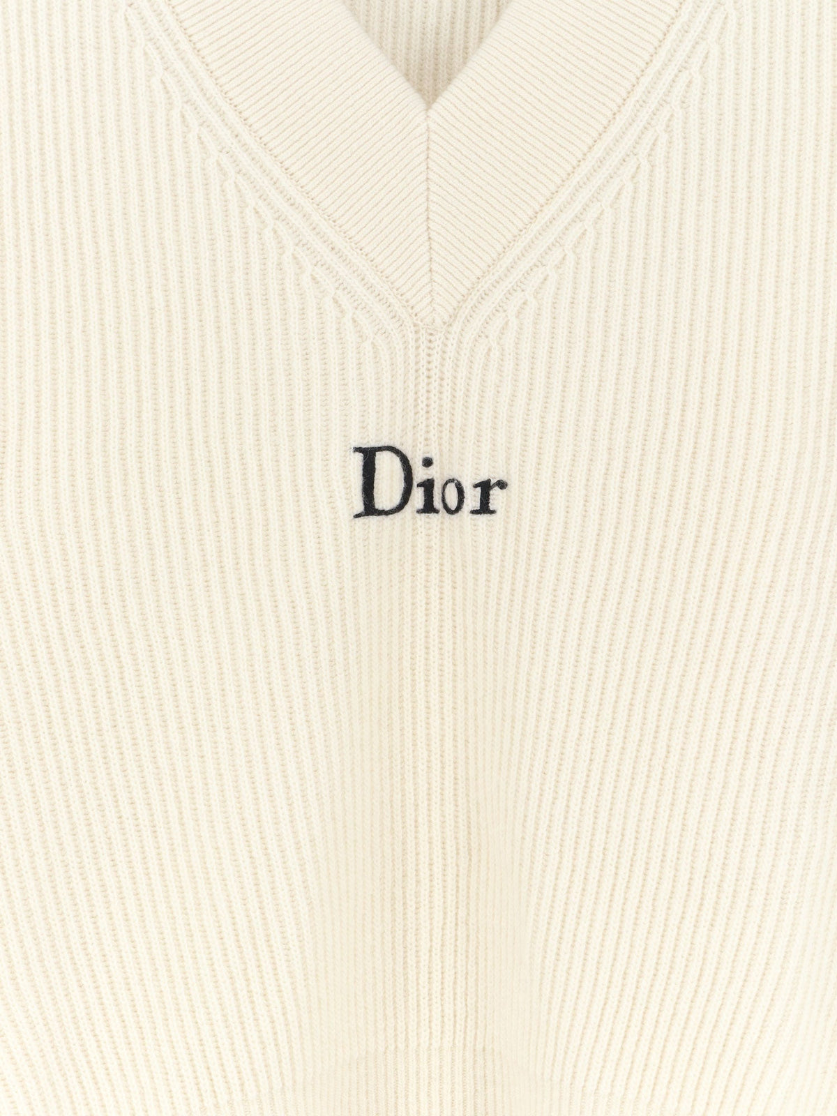 Dior Women White Wool And Cashmere Ribbed Sweater CHRISTIAN DIOR