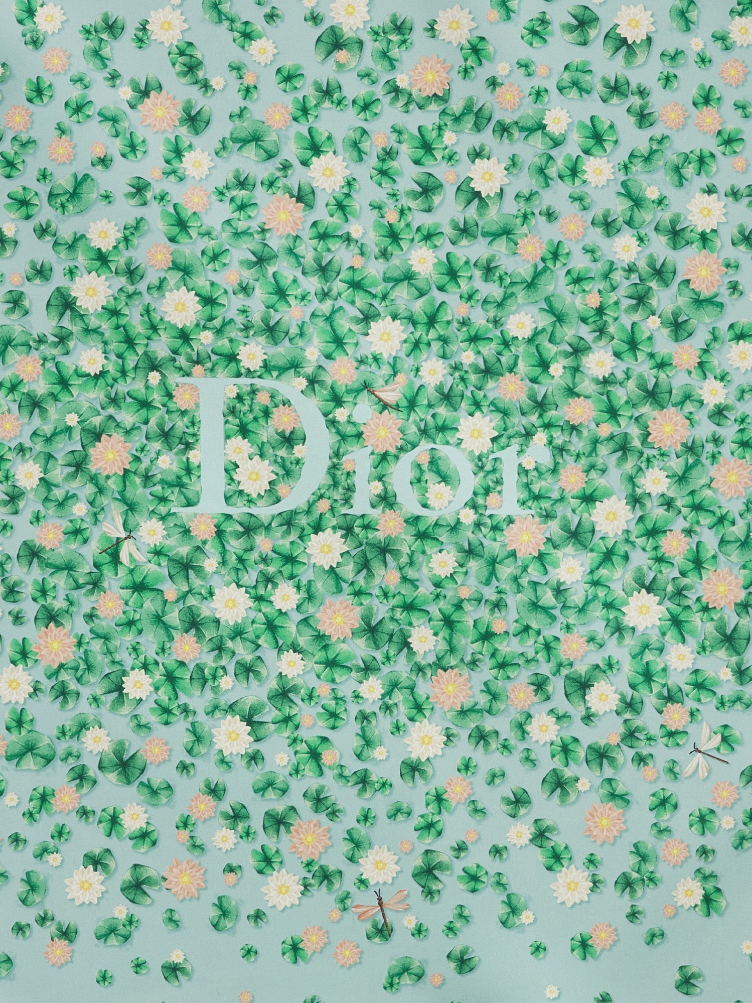 Dior Women Silk Scarf With Water Lily 90 Motif CHRISTIAN DIOR