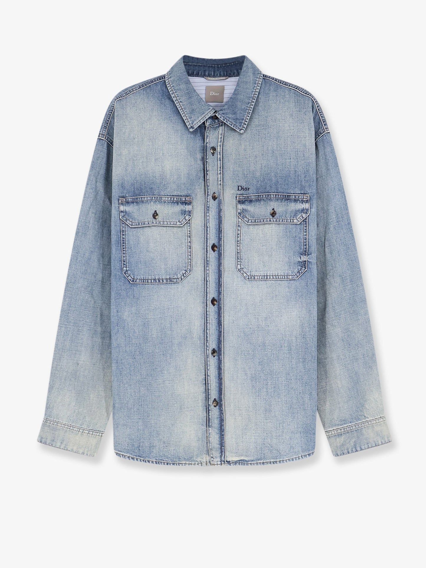 Dior Men Cotton Shirt Jacket With Embroidered Lettering Logo CHRISTIAN DIOR