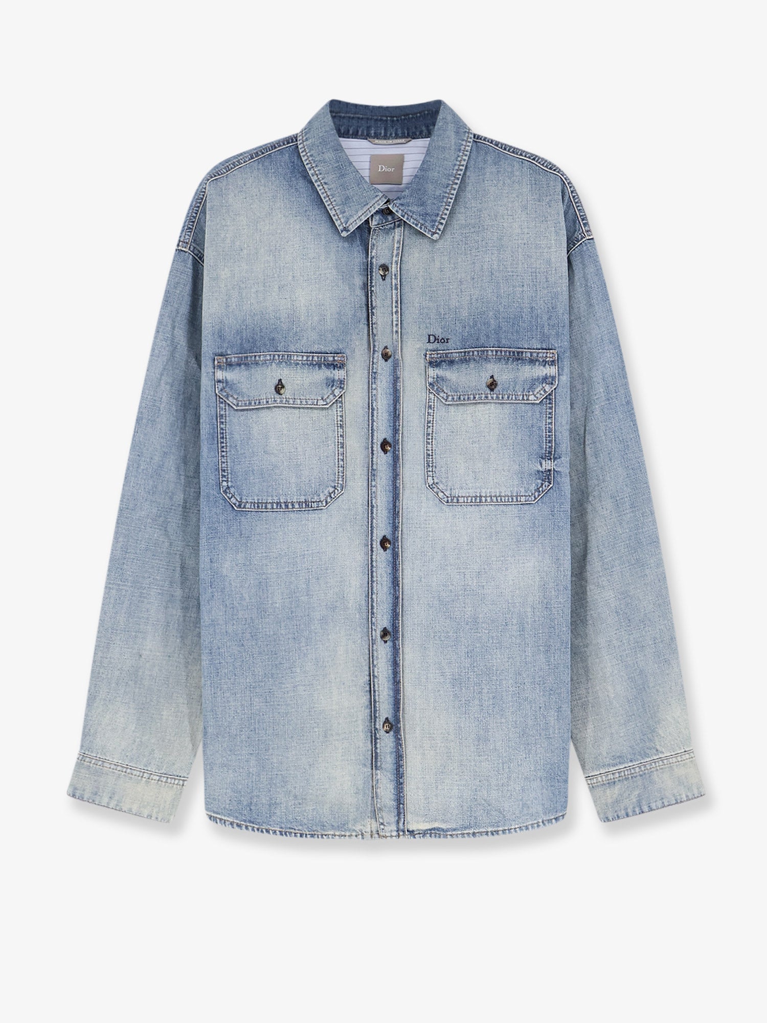 Dior Men Cotton Shirt Jacket With Embroidered Lettering Logo CHRISTIAN DIOR