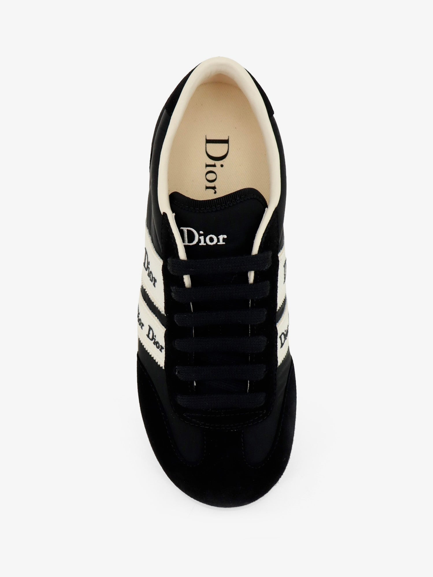 Dior Women Leather Ribbon Sneakers With Embroidered Logo On The Side CHRISTIAN DIOR