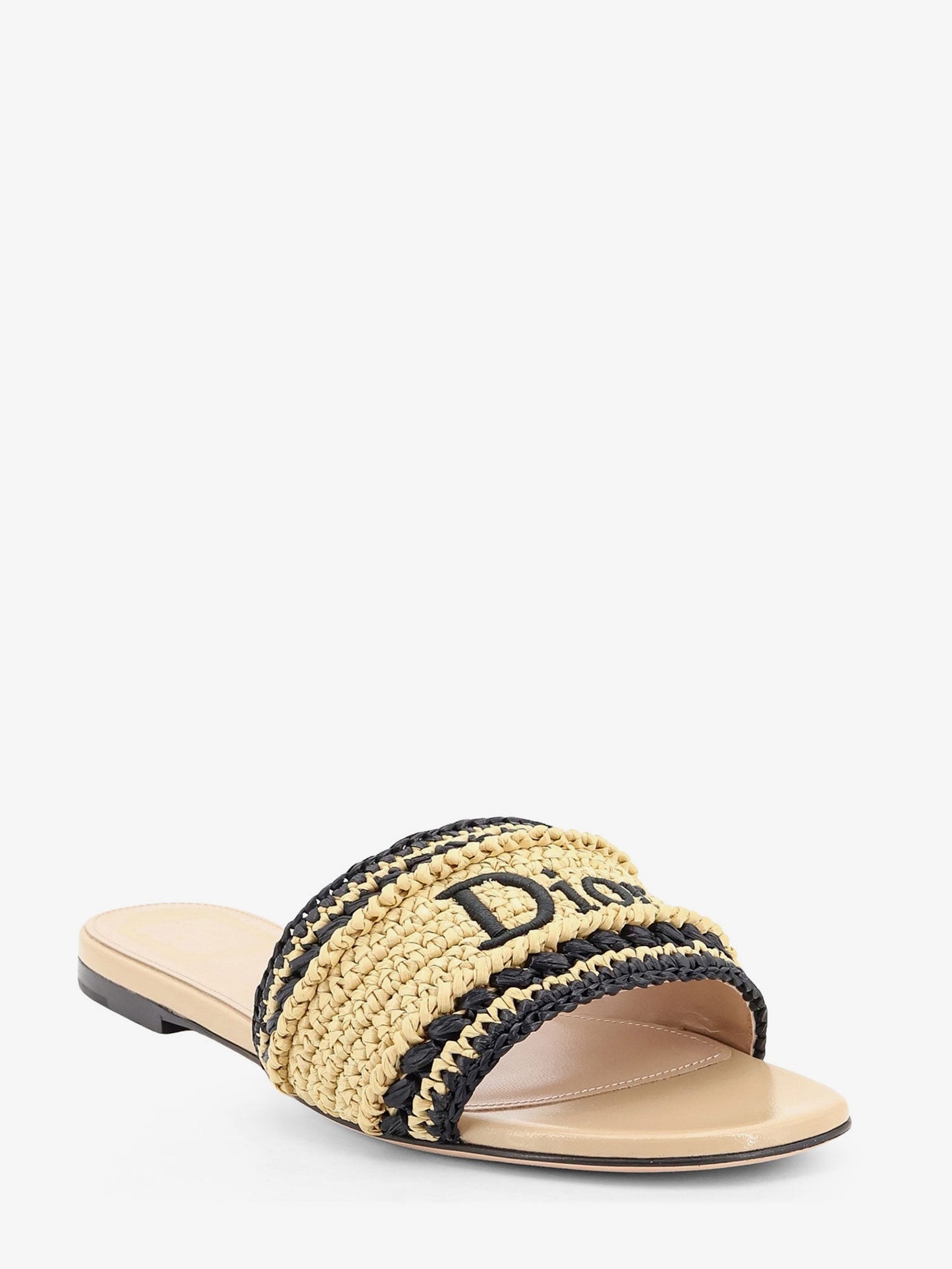 Dior Women Dior Woven Dioriviera Technical Fabric And Crochet Raffia Sandals CHRISTIAN DIOR