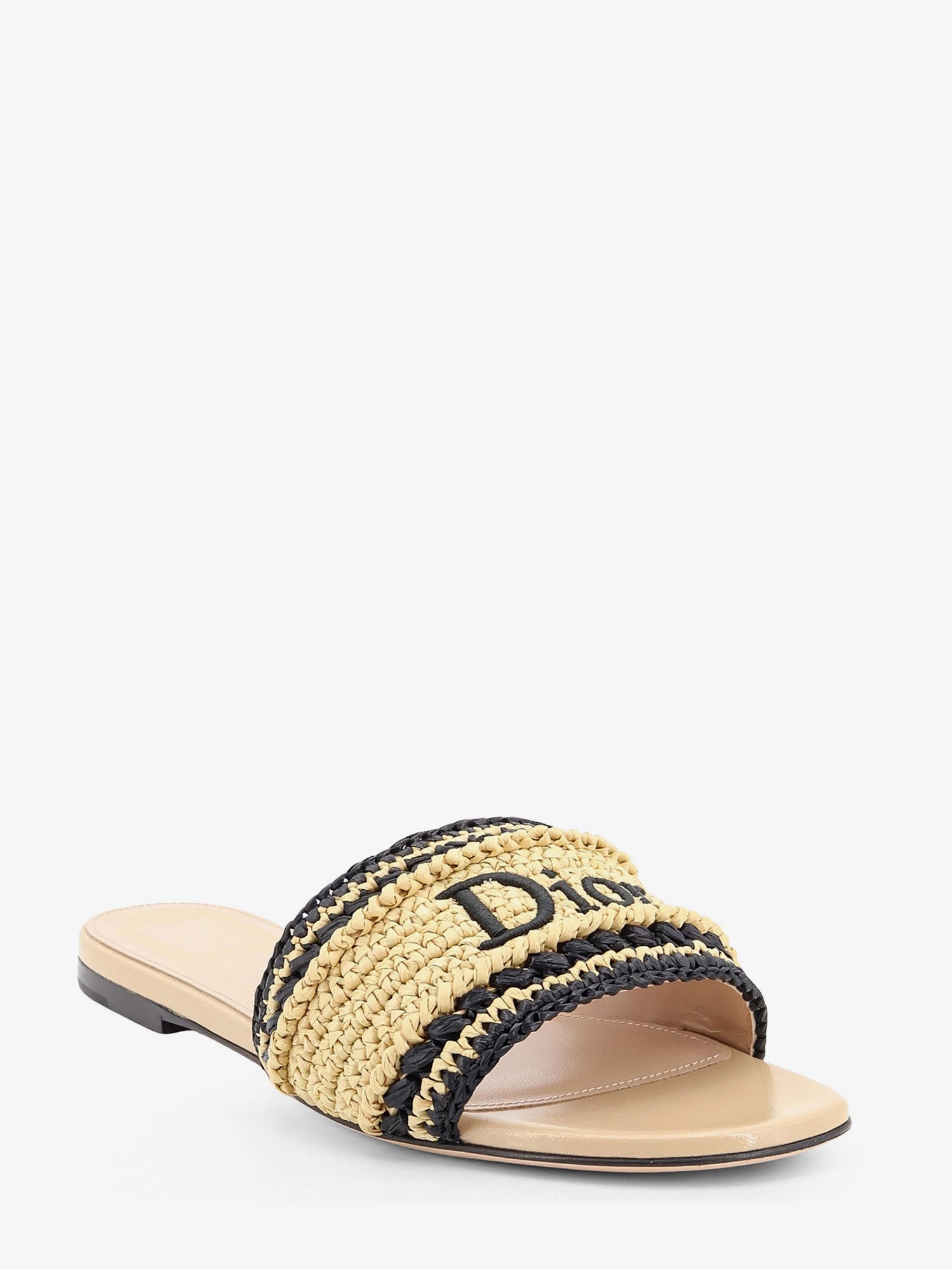 Dior Women Dior Woven Dioriviera Technical Fabric And Crochet Raffia Sandals CHRISTIAN DIOR