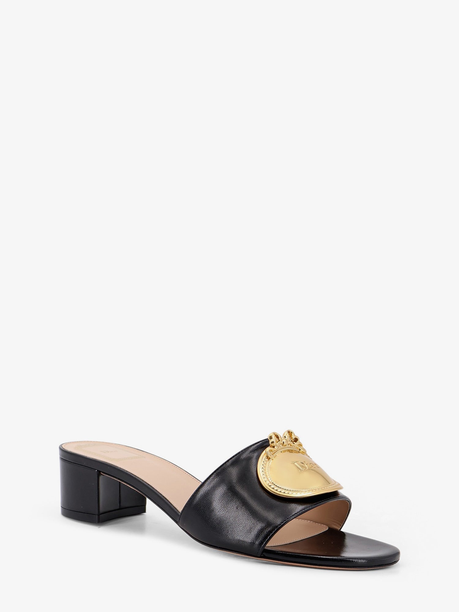 Dior Women Leather Sandals With Dior Medaillon Logo CHRISTIAN DIOR