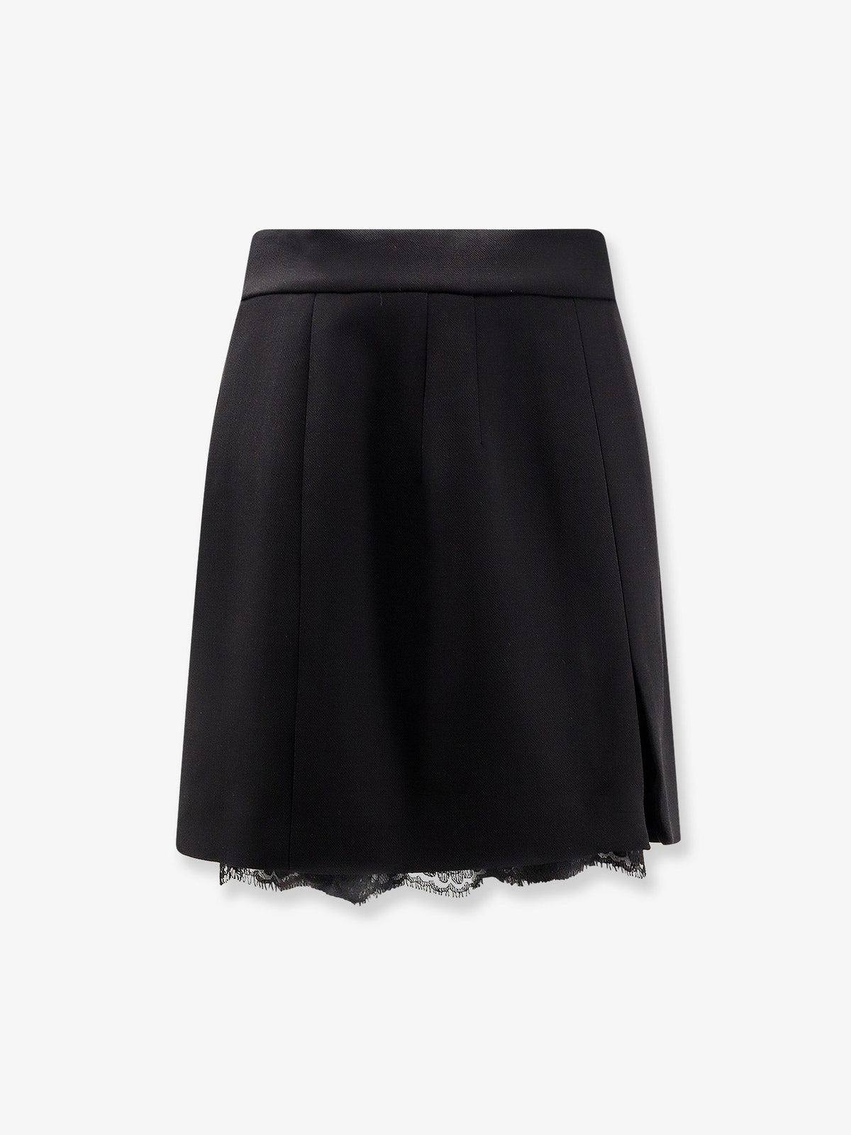 Dolce & Gabbana Women Virgin Wool Mini Skirt With Lace Detail DOLCE & GABBANA
