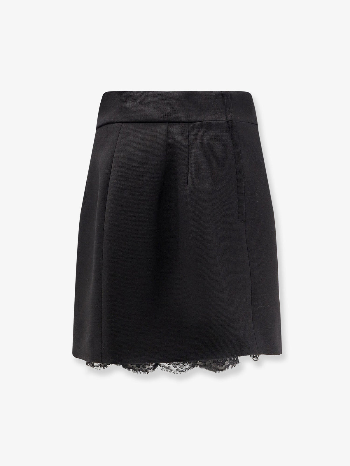 Dolce & Gabbana Women Virgin Wool Mini Skirt With Lace Detail DOLCE & GABBANA