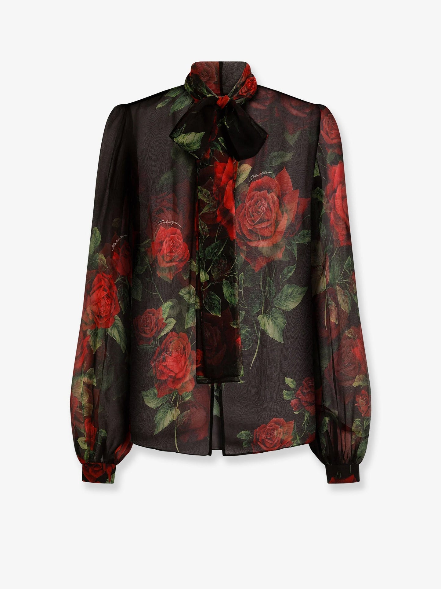 Dolce & Gabbana Women Chiffon Shirt With Rose Print DOLCE & GABBANA